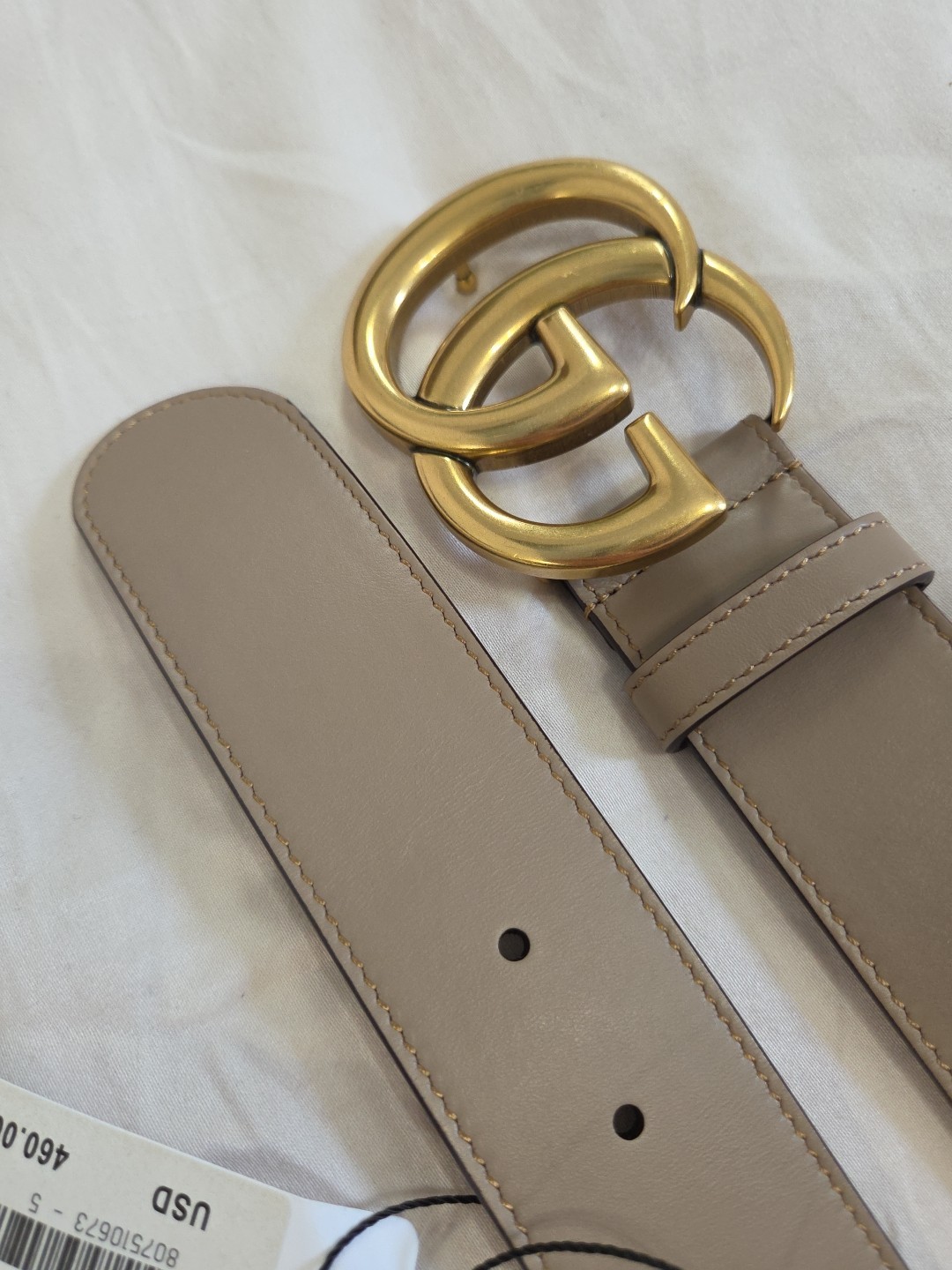 Authentic Gucci Pink Taupe Leather Belt, Women Size 30-32 IT 90CM
