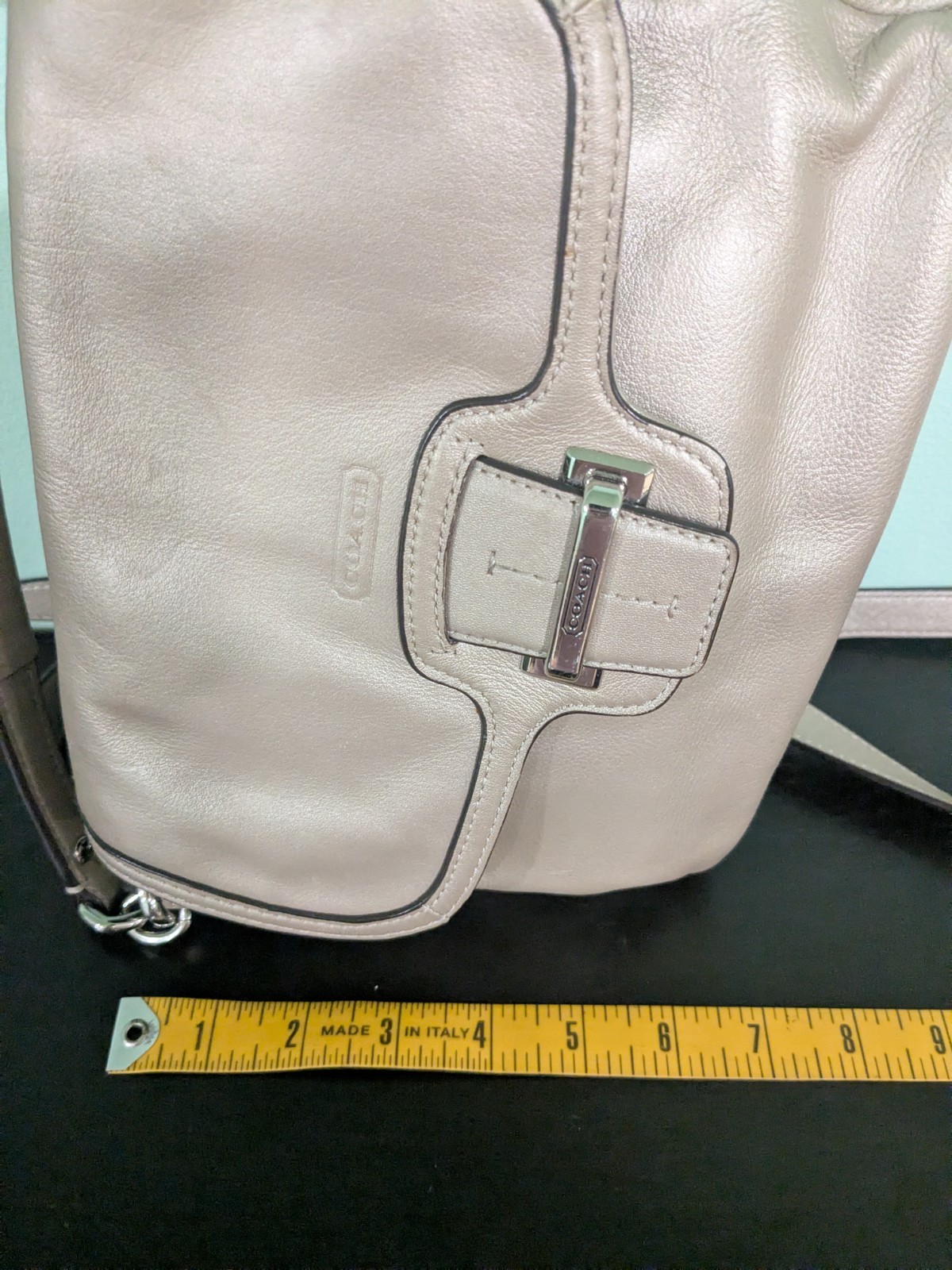 Coach Metallic Champagne Gold Taylor Leather Flap Shoulder Crossbody F25206 2013