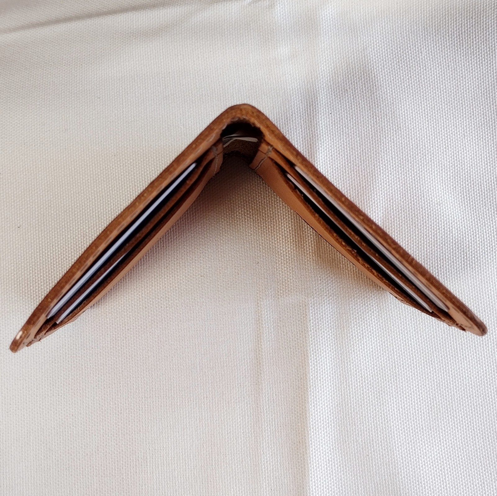 handmade 100% real leather wallet aged natural veg tan vertical bifold