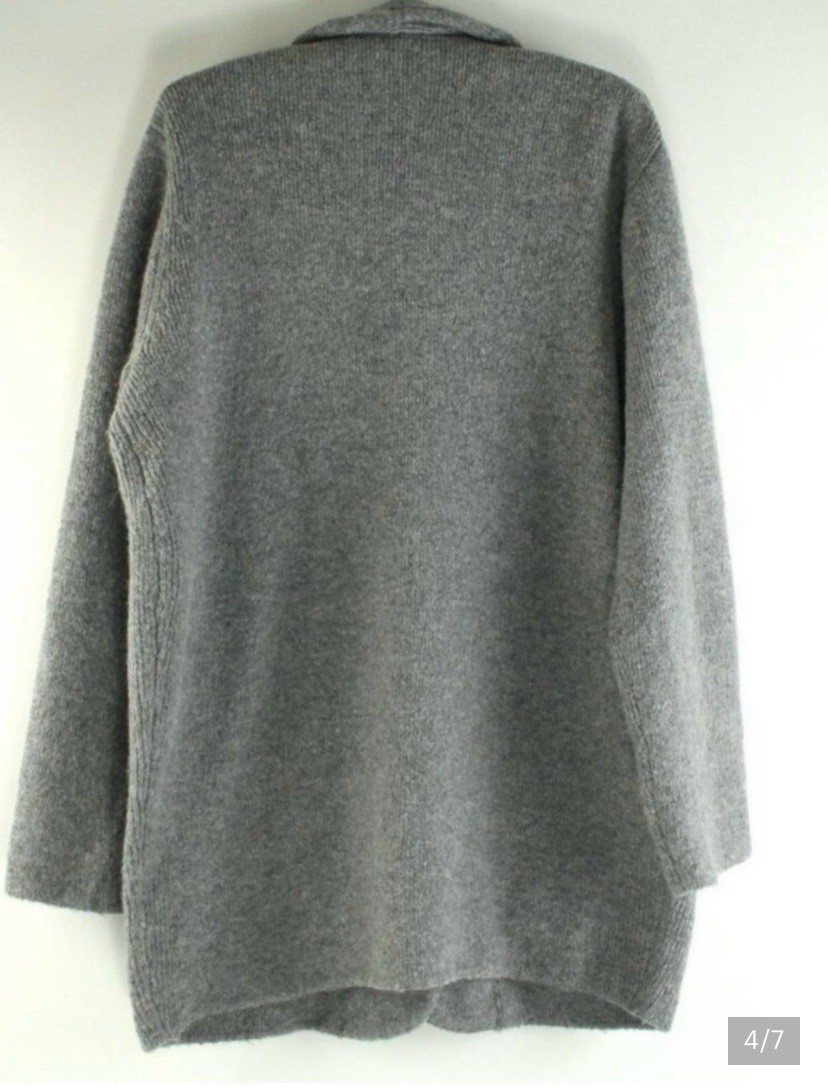 J.CREW Gray Solid Knit Collared Button Front Cardigan Sweater Pockets Size S