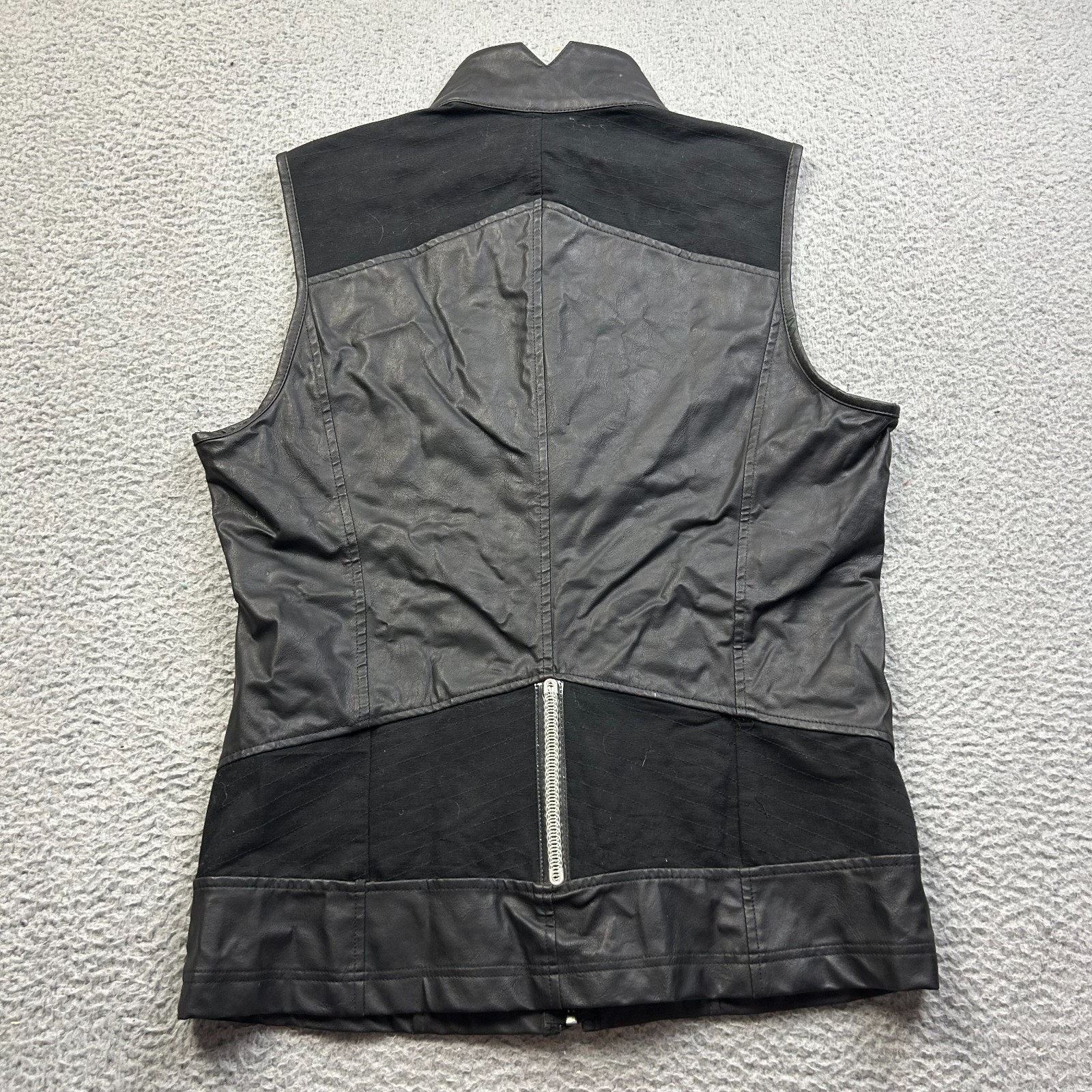 VTG Lip Service Vice Vest M38-122 Faux Leather Mesh Black Goth Y2K Mens Large