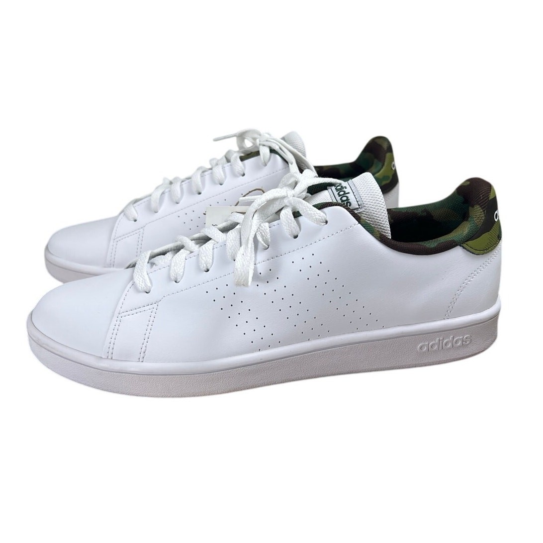 adidas Men’s Advantage Base Court Lifestyle Shoes White & Camo Size 12 New