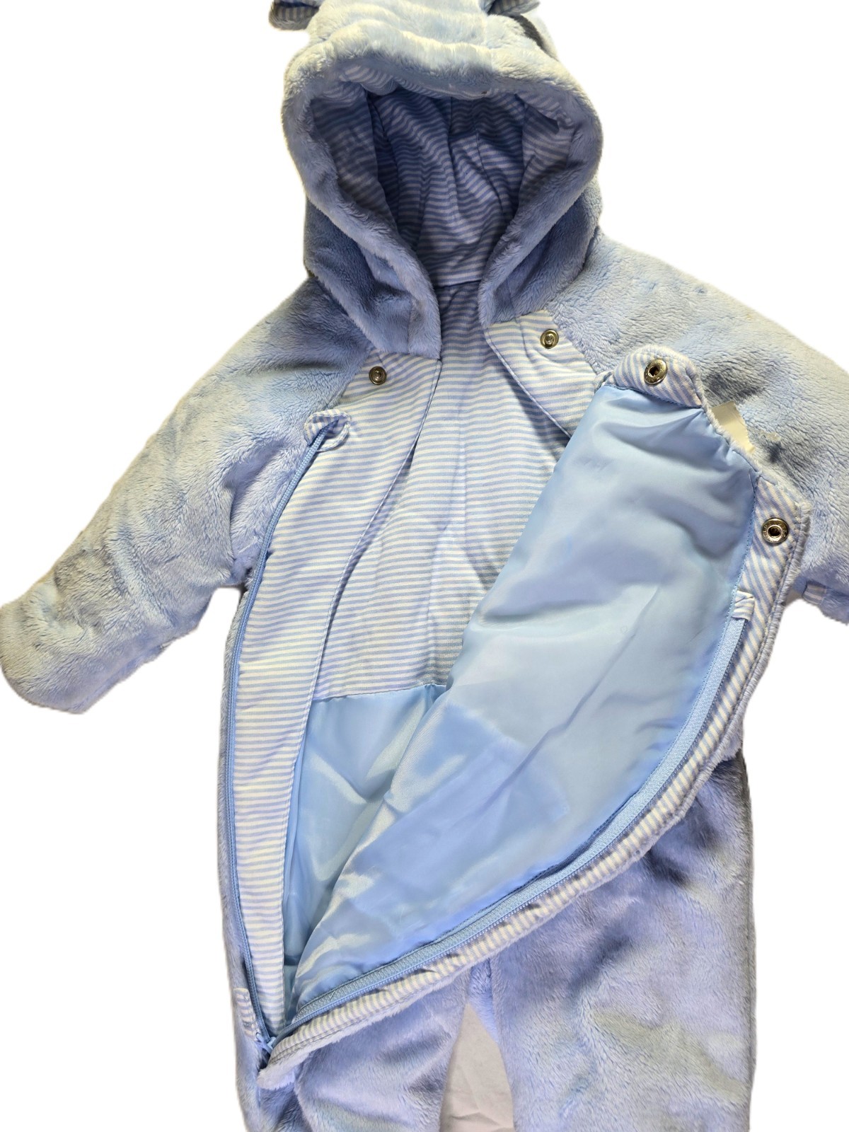 Blue Fleece Snowsuit Padded Pramsuit Baby Boys Snow Suit 0-3 Months