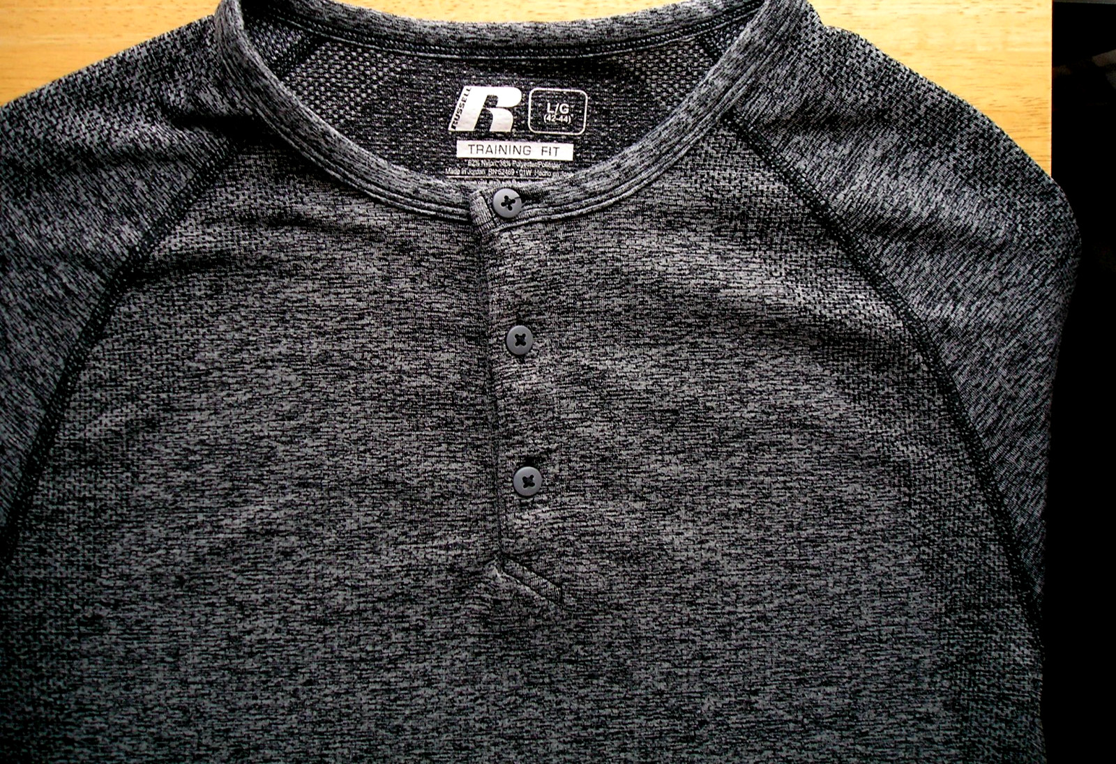 NEW~RUSSELL DRI-POWER 360 MEN’S HEATHER GRAY STRETCH TRAINING FIT 3 BUTTON TEE!