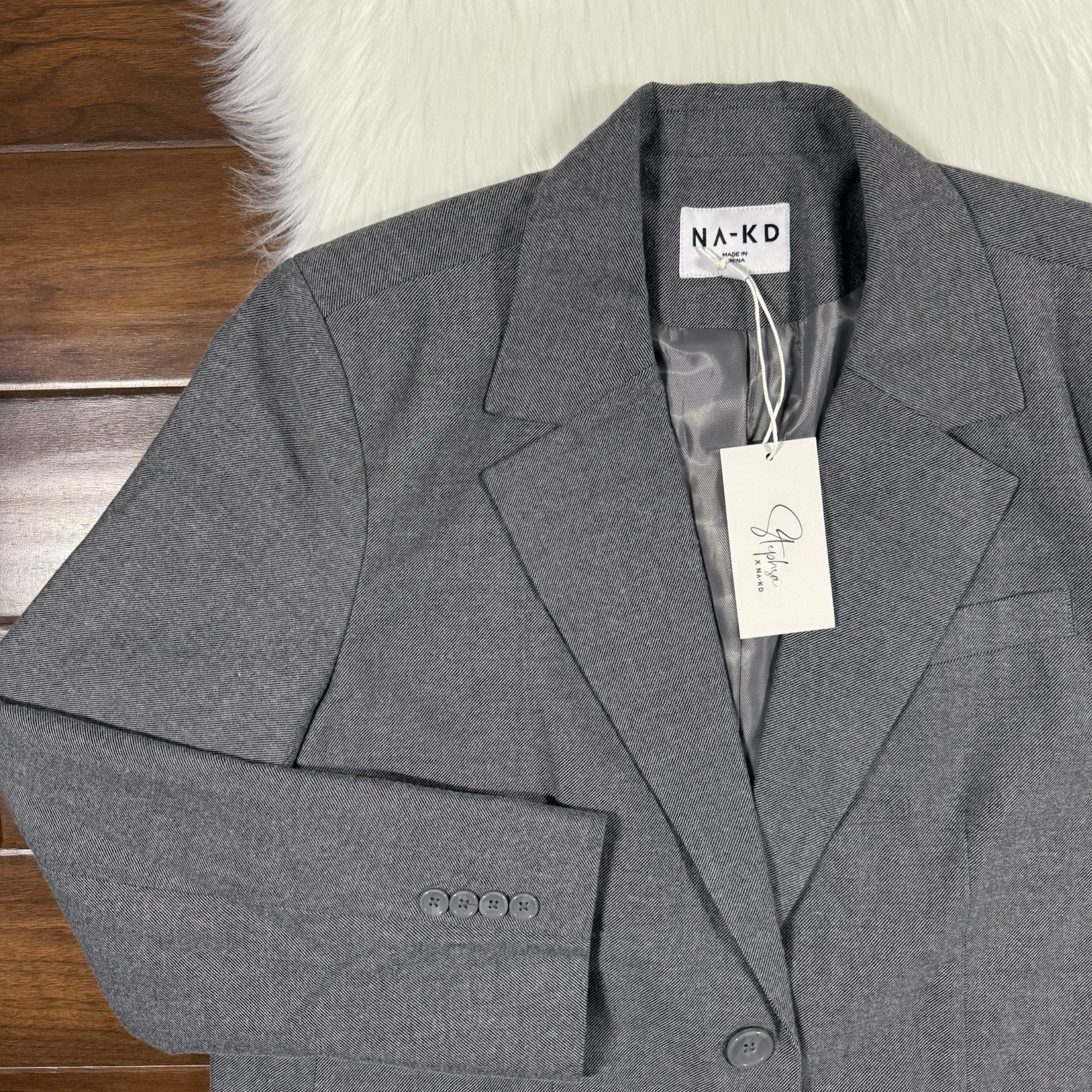 NA-KD X Stephsa Women’s Size EU 42 / US 12 Gray Oversized Blazer Jacket