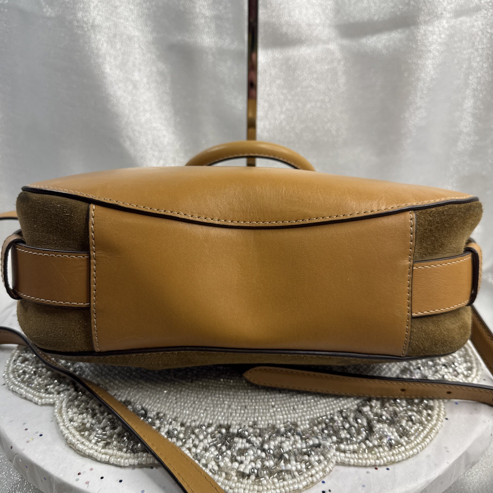 Michael Kors Tommy Suede Leather Vintage Messenger Bag Crossbody