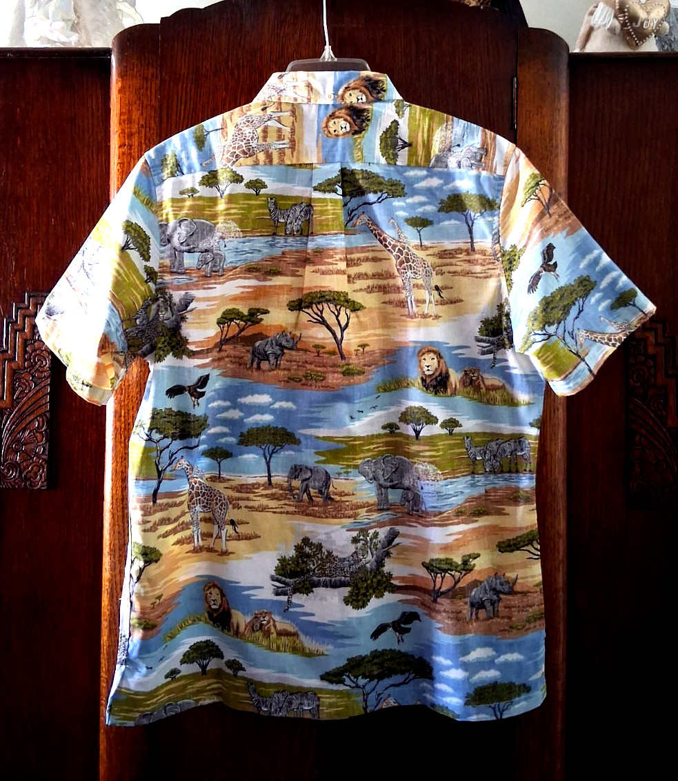 Reyn Spooner Men’s “SAN DIEGO ZOO WILDLIFE AFRICAN SAVANNA ” Classic Fit Sunset