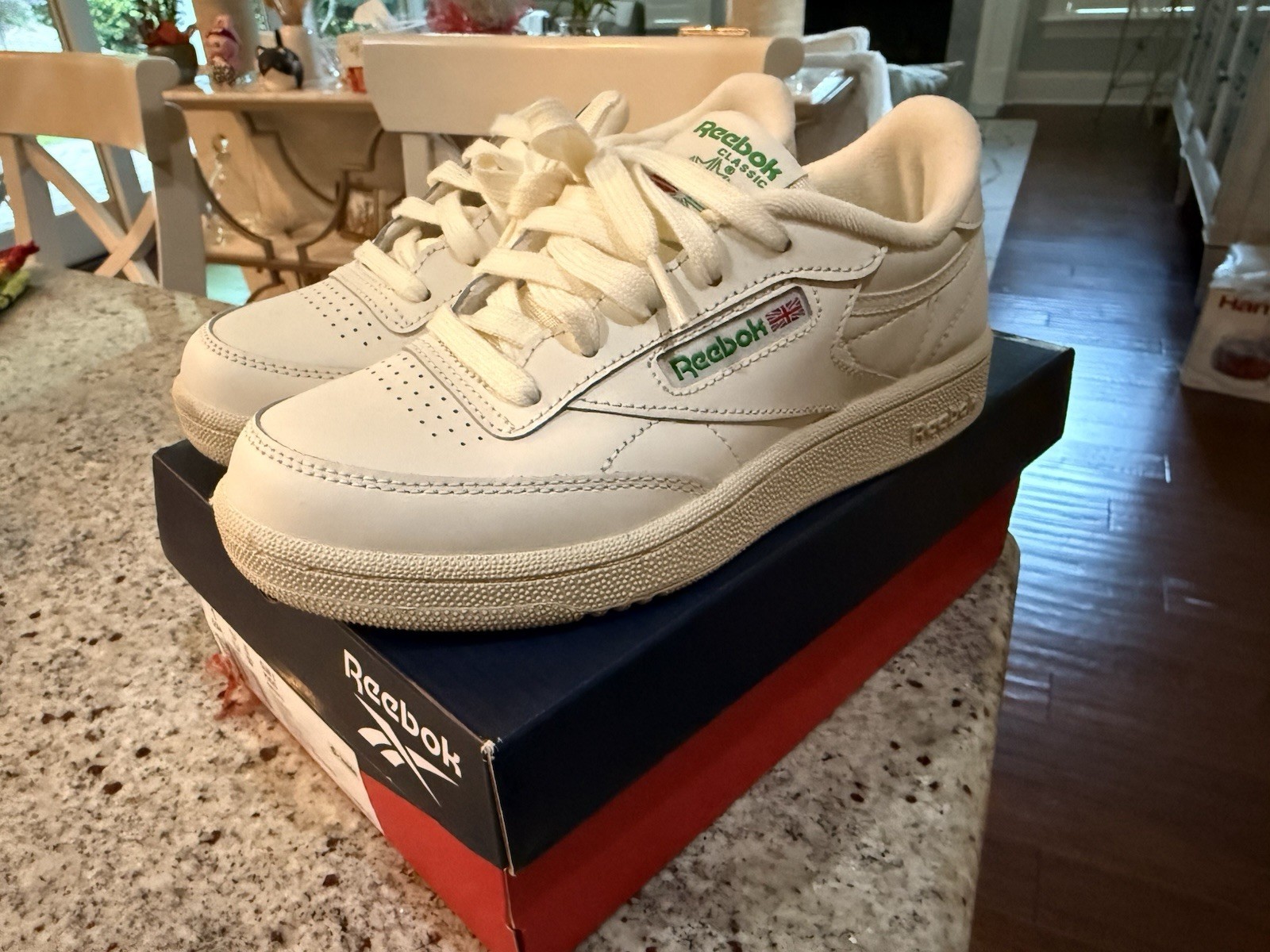 Reebok Club C Classic Kids White Green Low Top Sneakers Size 1 100046748