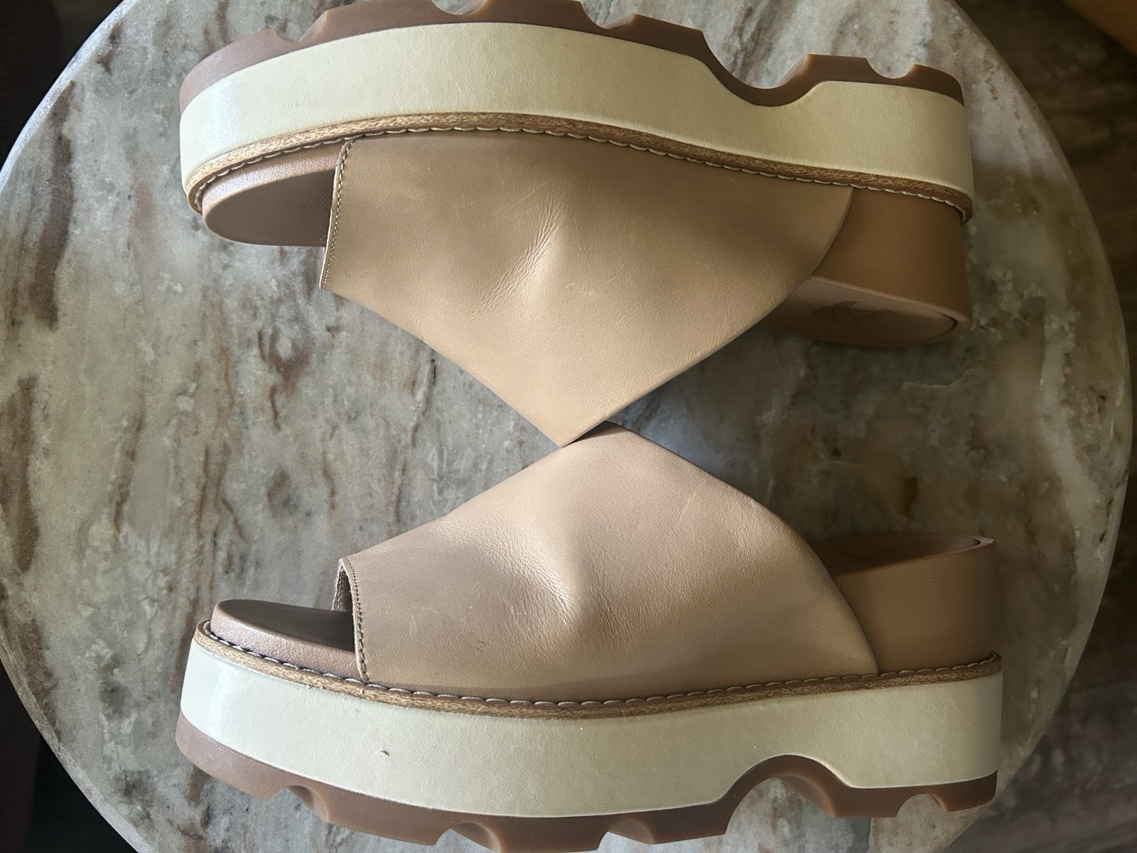 Sorel Joanie IV Slide Wedge Slide Platform Honest Beige/ Gum 2 Women’s 9.5