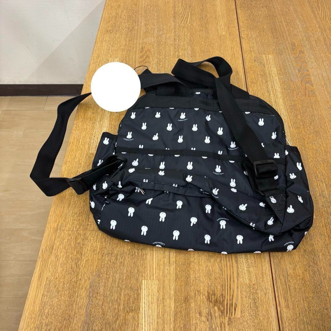 LeSportsac 2way Backpack White rabbit 13.8 x 12.6 x 4.9in From Japan Black