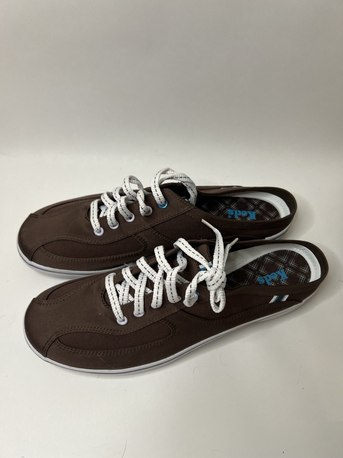 Keds Women 11M Brown Canvas Cushioned Comfort Removable Insole Slip on Mules