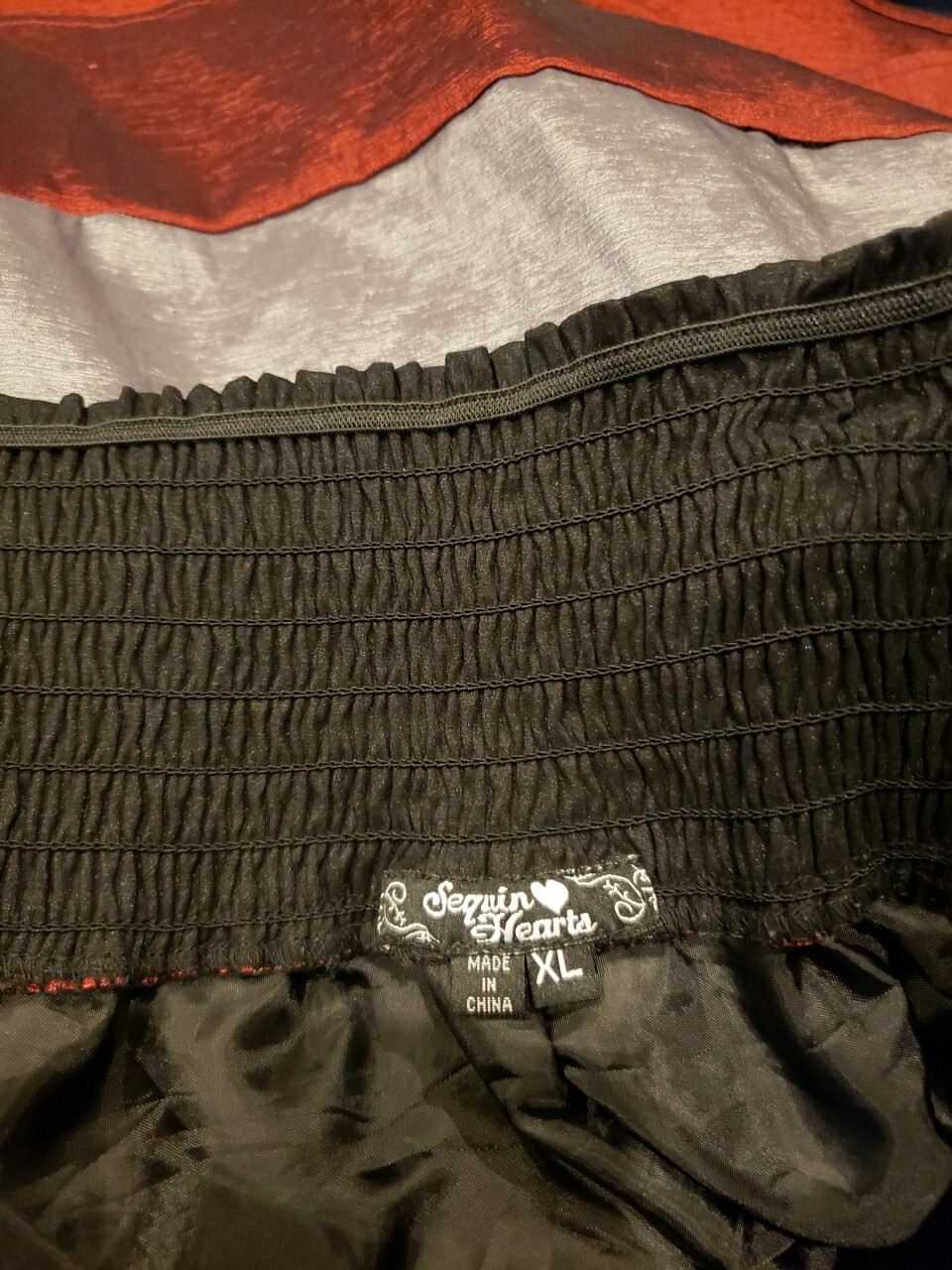 Sequin Hearts Junior XL Skirt Striped Taffeta Black Silver Burgundy