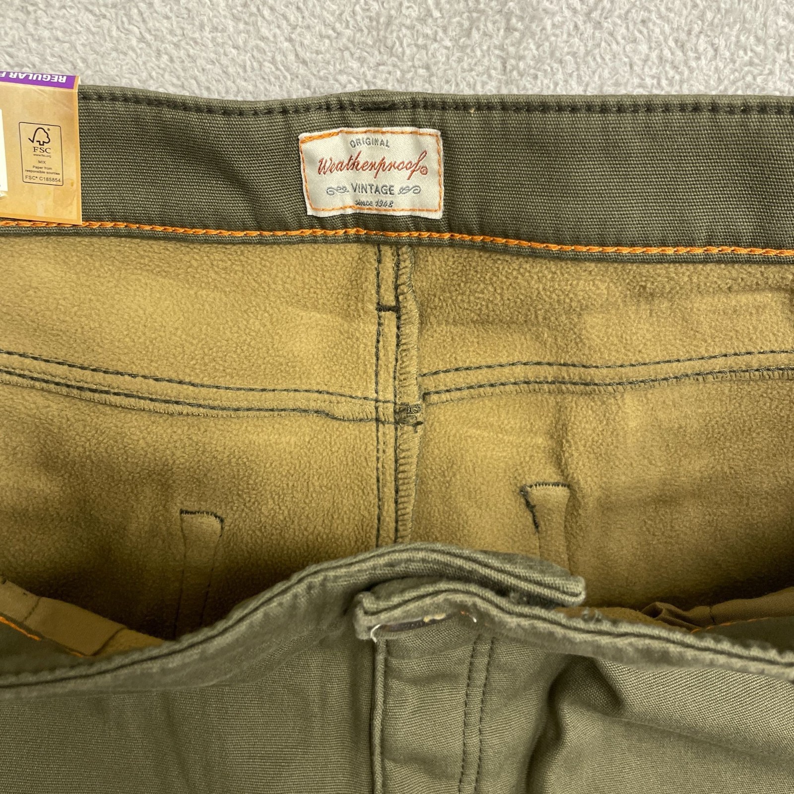 NEW Weatherproof Vintage Men’s 40×30 Regular Fit Green Stretch Canvas Workwear