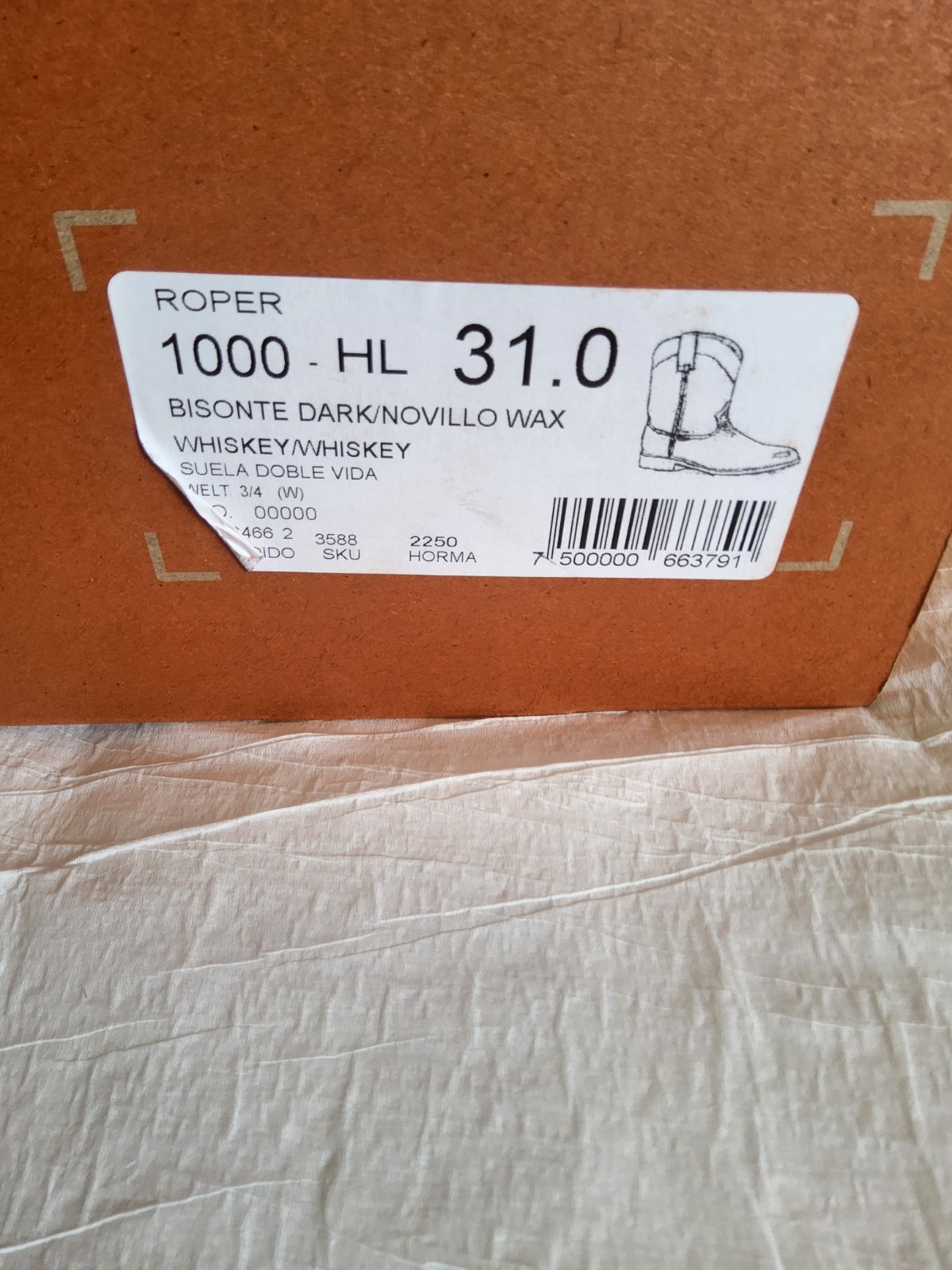 Size 13 EE – NEW 7L Siete Leguas Bison Whiskey (31 MEX)