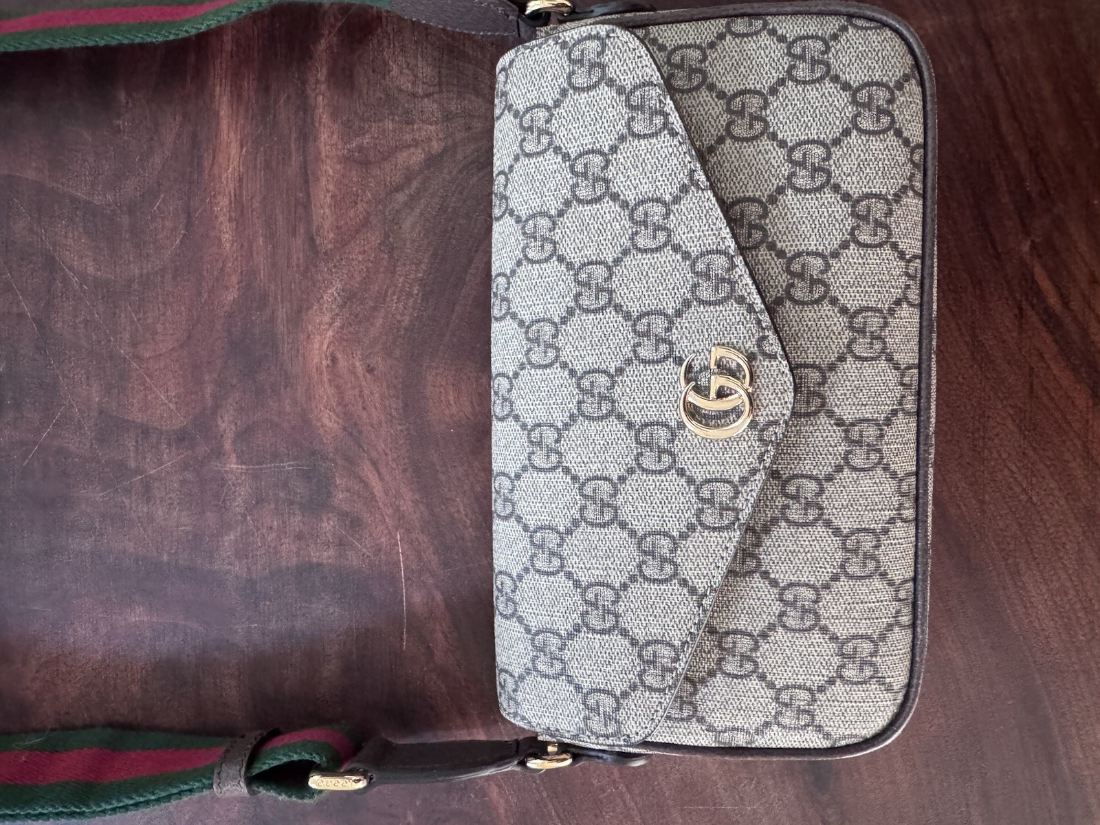 Gucci Ophidia GG Small Shoulder Bag Green/Red Web Strap Gold Hardware Dust Bag