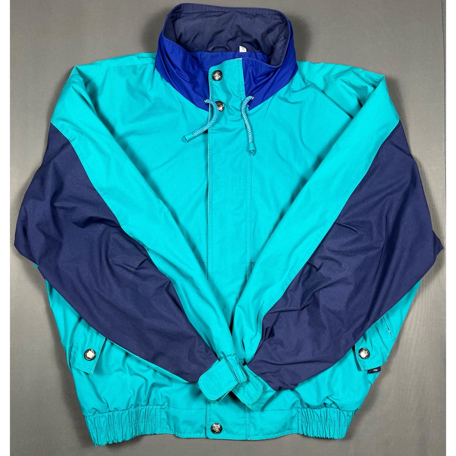 Vintage London Fog Colorblock Waterproof Jacket Mens XL Oversized Nautical Retro