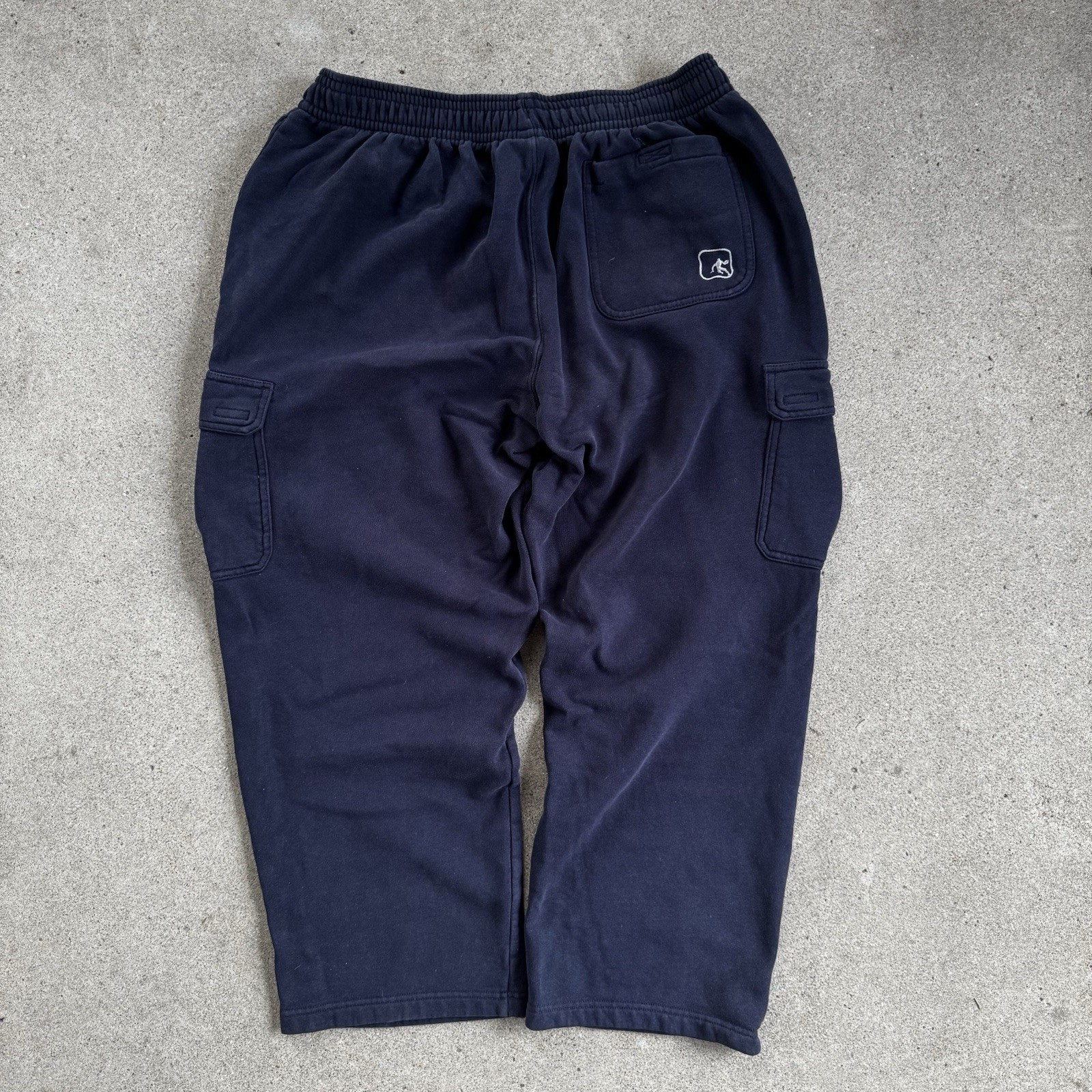 AND1 Men’s Navy Fleece Cargo Sweatpants L Relaxed Fit Drawstring Pockets