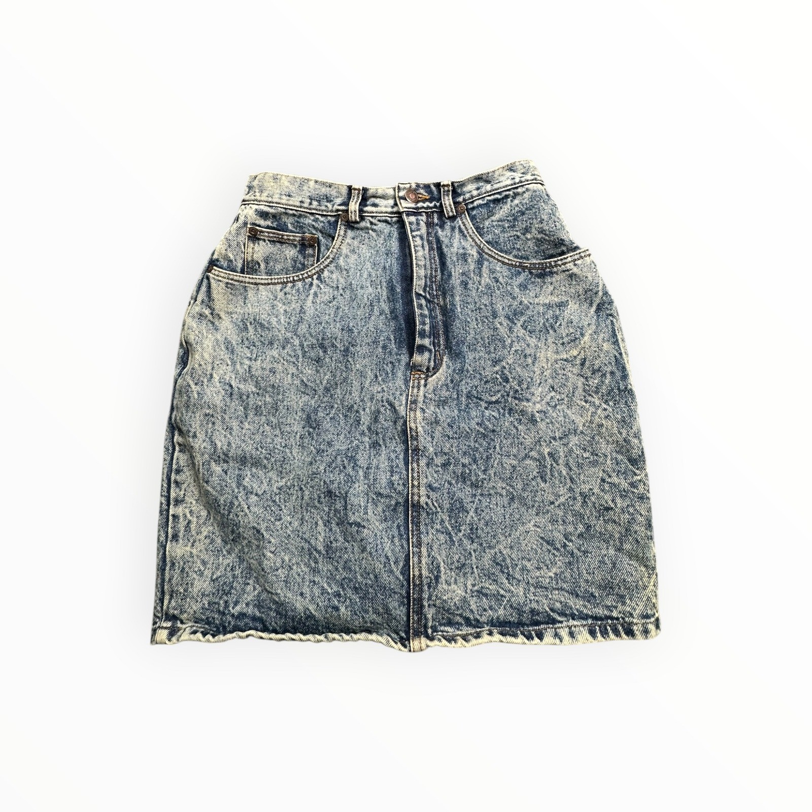 Jordache Denim Skirt Womens 11/12 Blue Acid Wash Basics High Waist Back Zipper