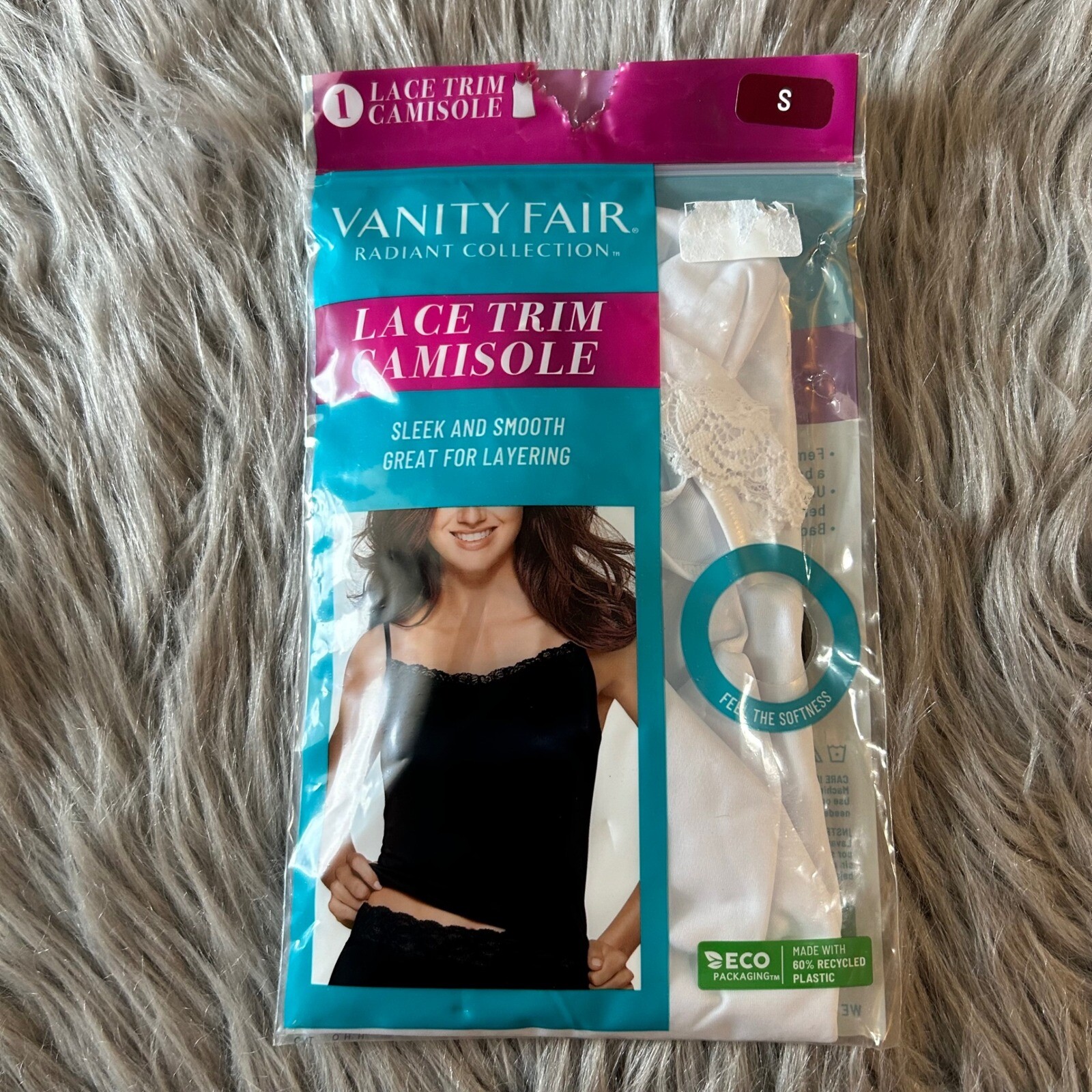 Vanity Fair Radiant Collection Lace Trim Camisole Women’s Size Small White Tank