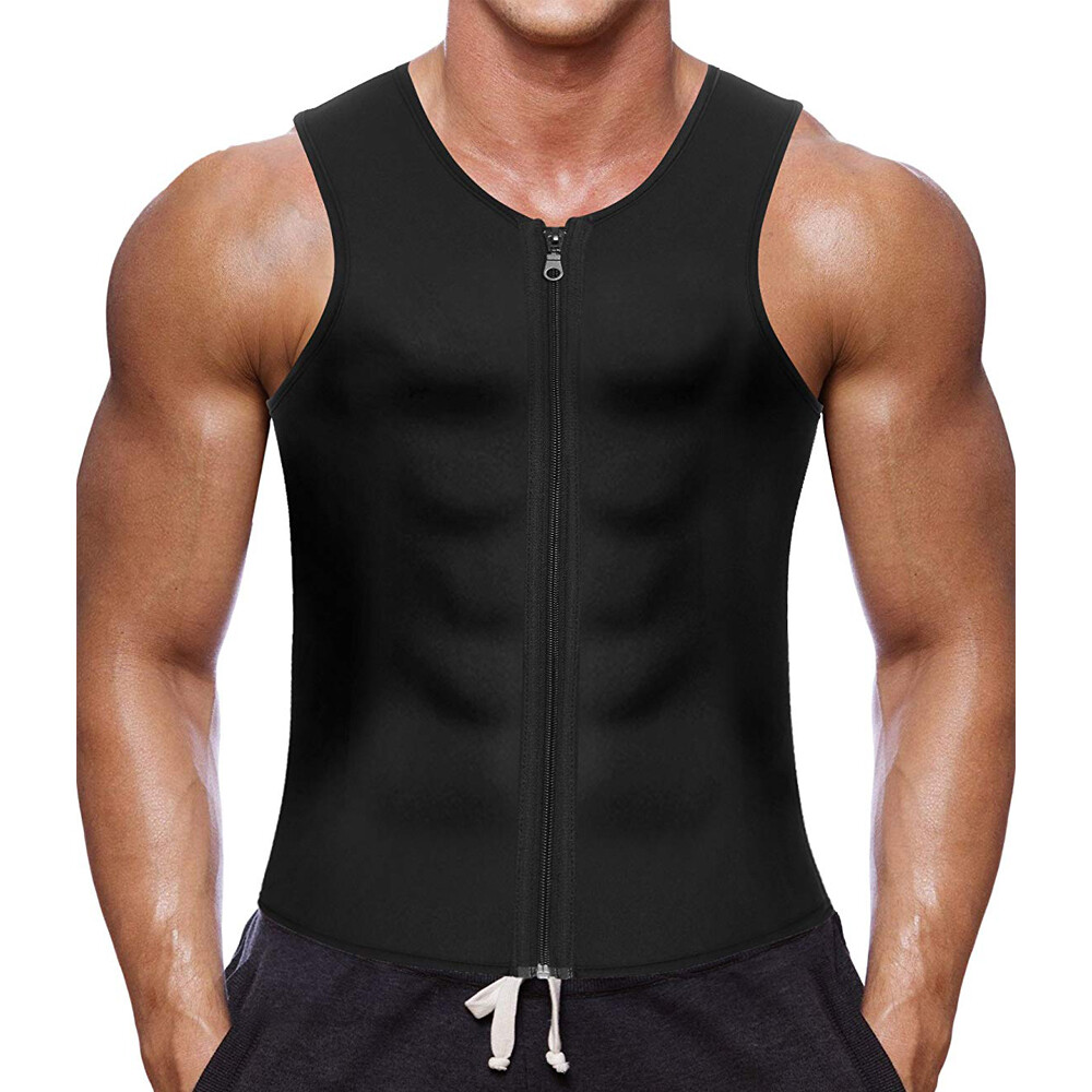 Zipper Gynecomastia Compression Tank Top for Men Sweat Vest Fitness Body Shaper