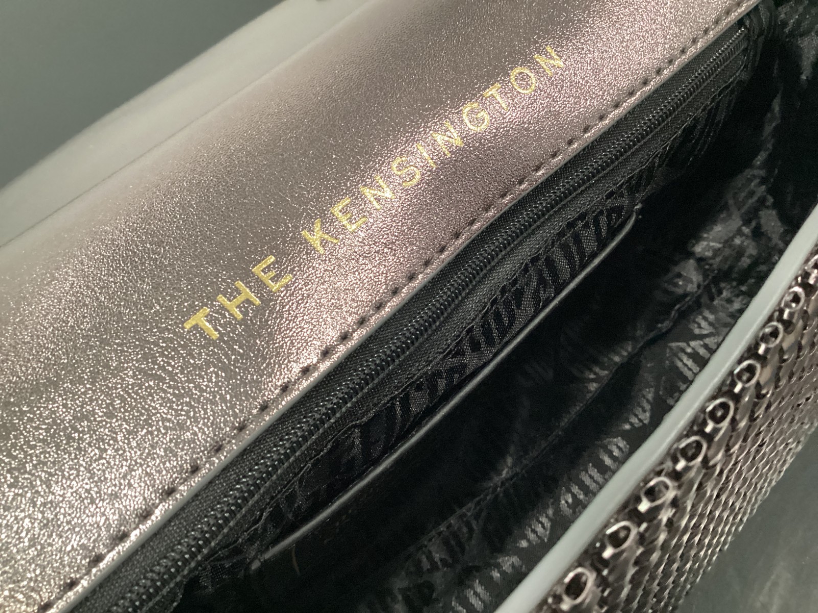 Kurt Geiger Kensington Chainmail Gunmetal 10.5″ x 6″ x 4″ Crossbody Large Eagle