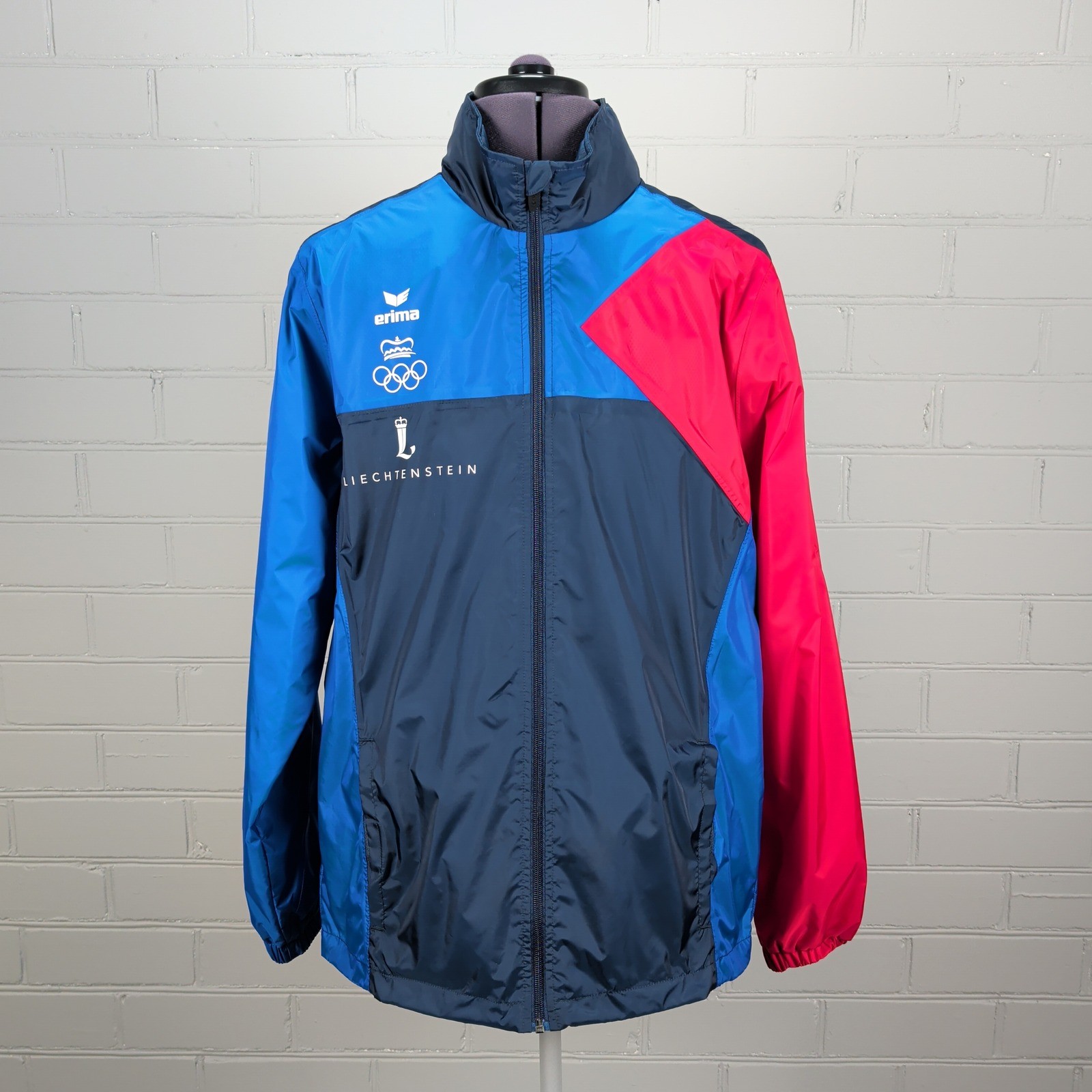 Erima Liechtenstein Olympic Lightweight Raincoat Jacket Blue Red Men Large 42 in