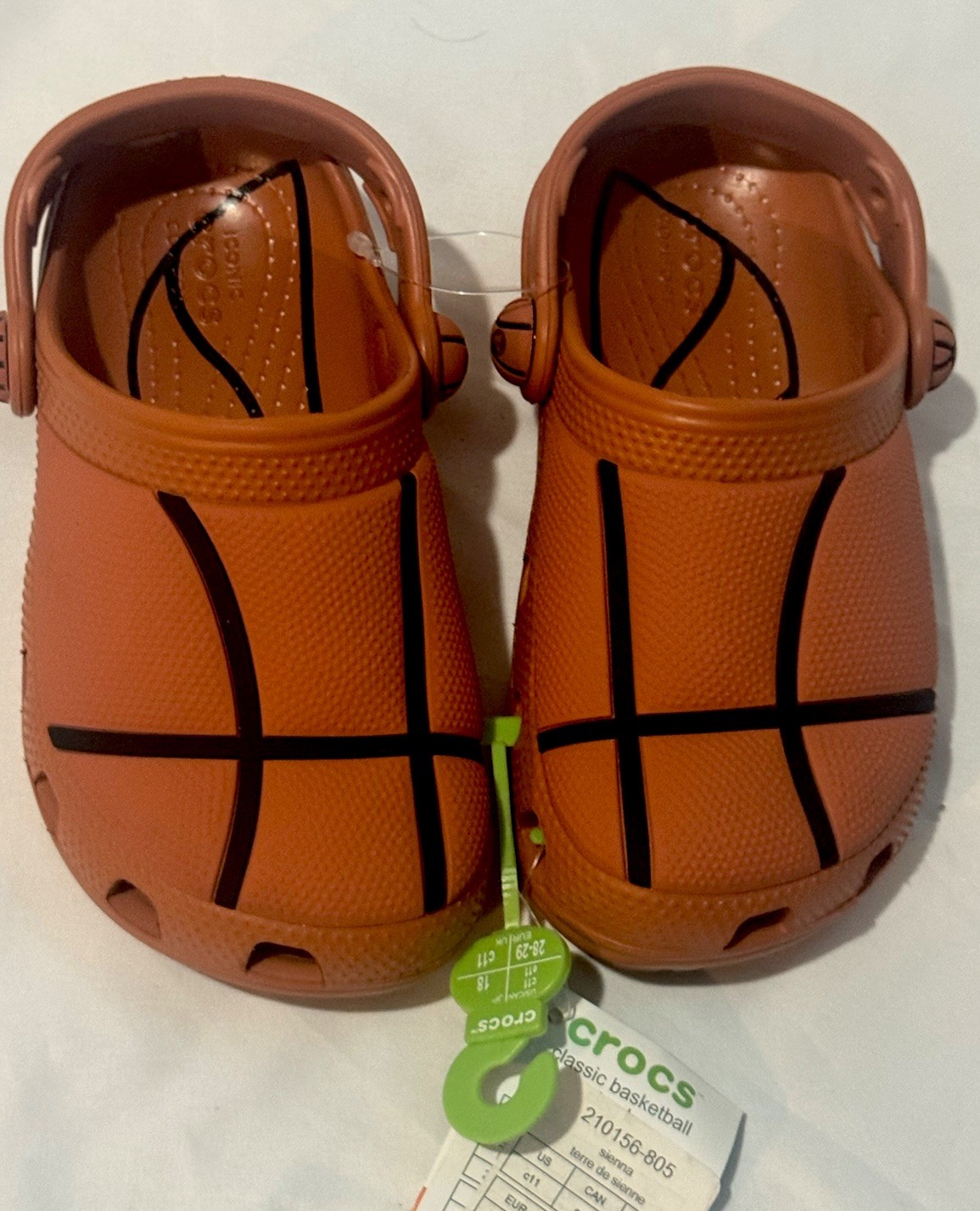 Crocs Basketball Orange/Black Classic Clogs- Little Kid Size C12- New- MSRP $44