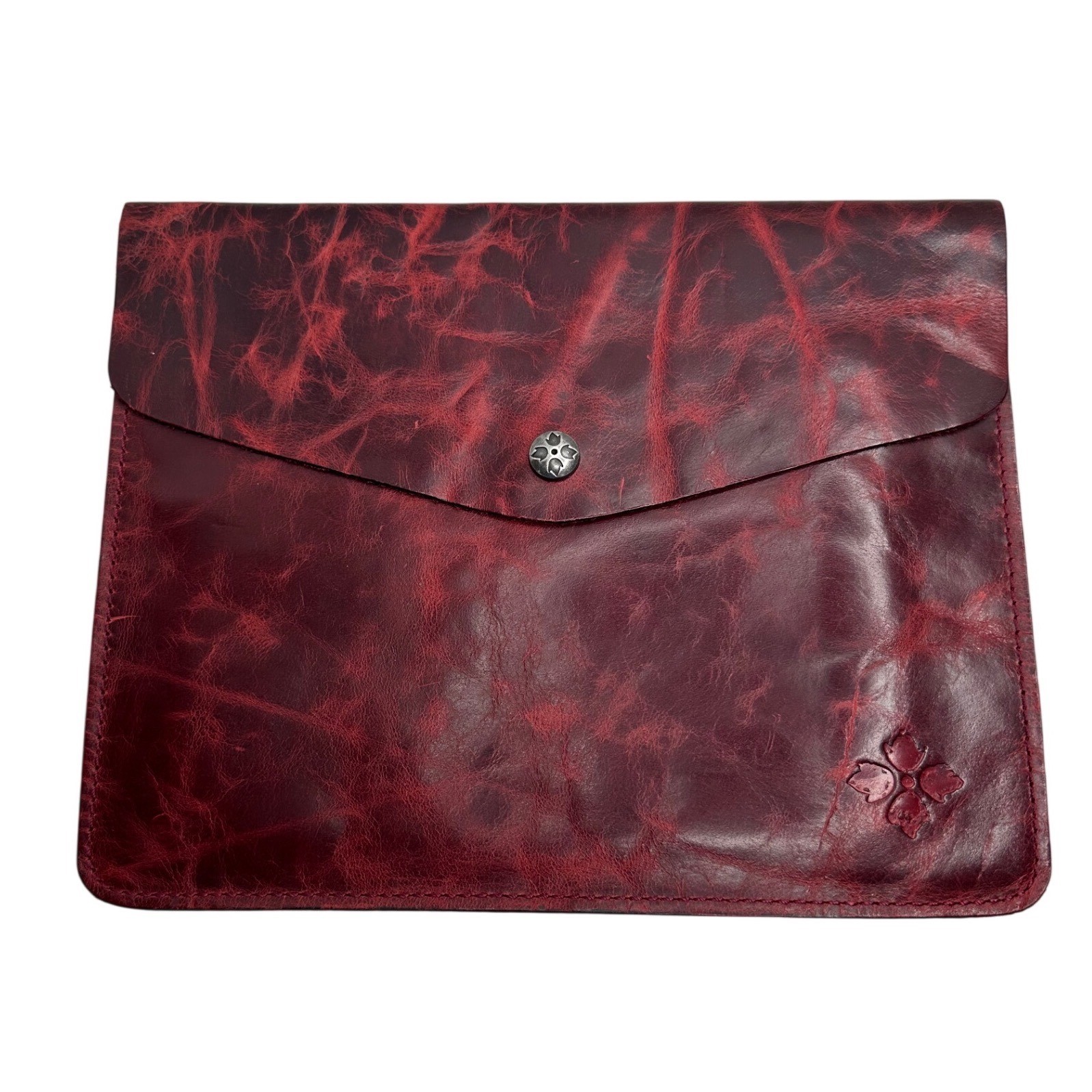 Patricia Nash Italian Leather Burgundy Distressed Clutch Envelope Folio 8X10