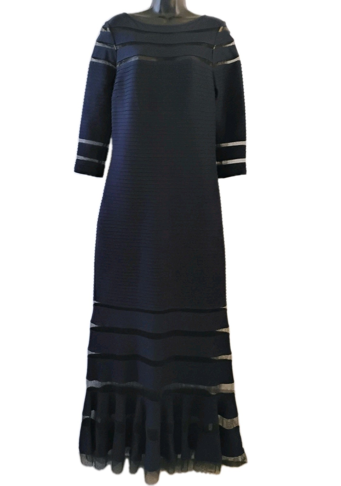 Tadashi Shoji Navy Sheath Full Length Dress Gown Size Medium