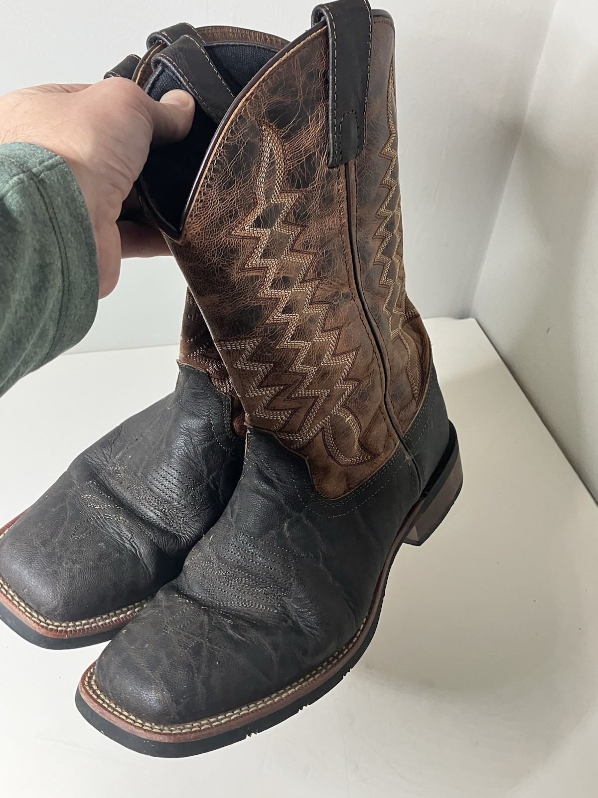 Laredo 7855 Cowboy Boots Men 8.5 EW (extra wide)Brown Leather Western Square Toe
