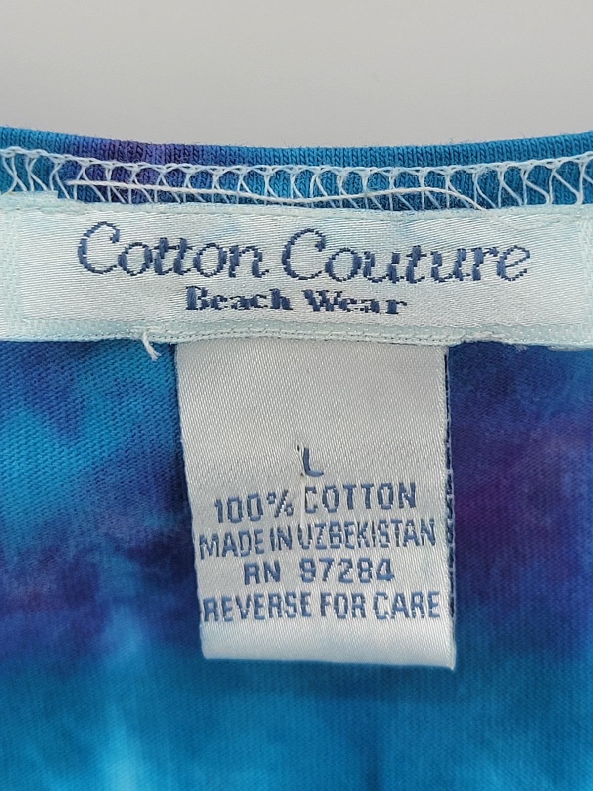 Cotton Couture Beach Wear Dress Womens Large Colorful Tie Die Sleeveless Boho