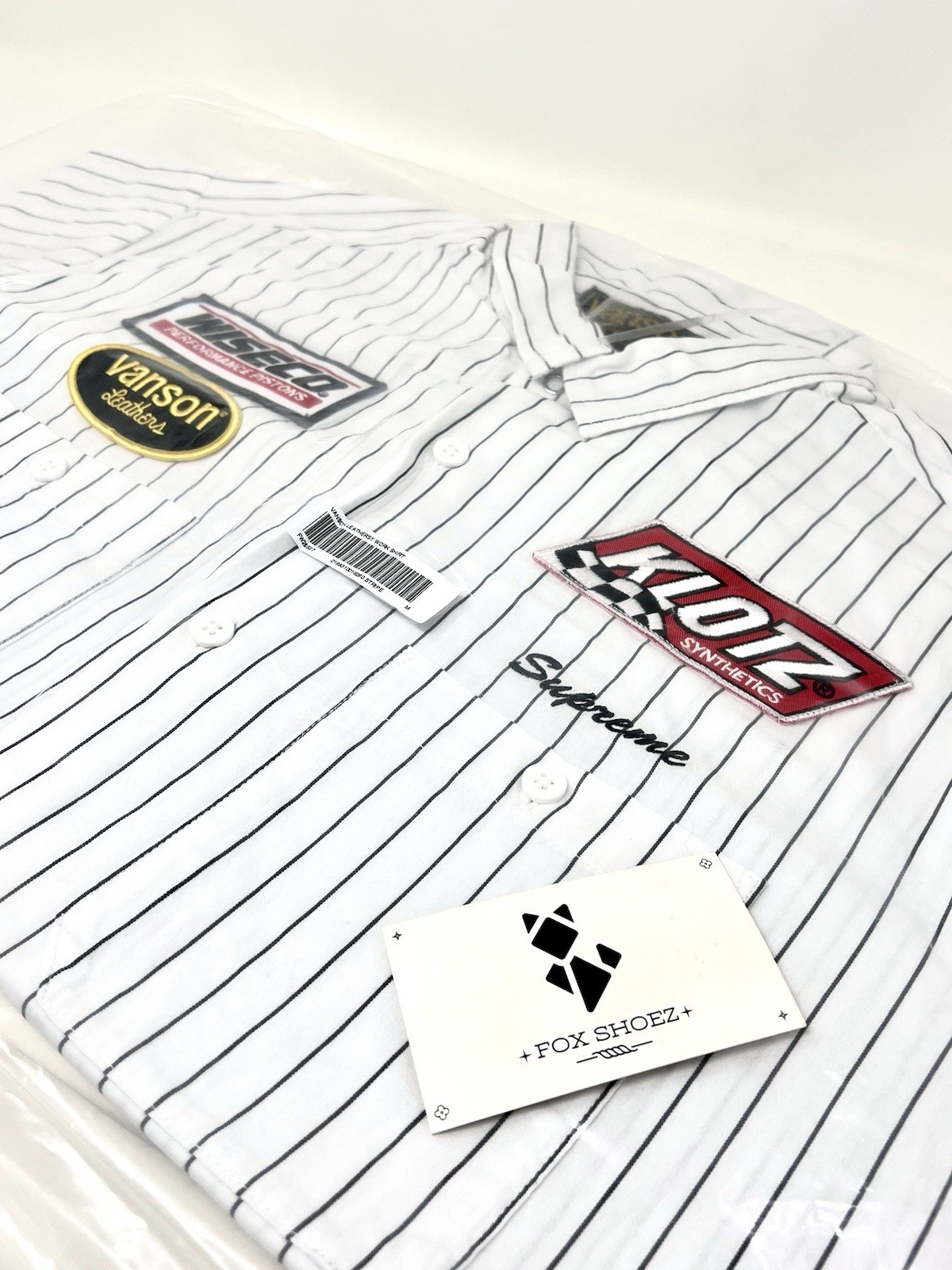 Supreme x Vanson Leathers Work Shirt White Stripe Button Up – Size Medium – NEW