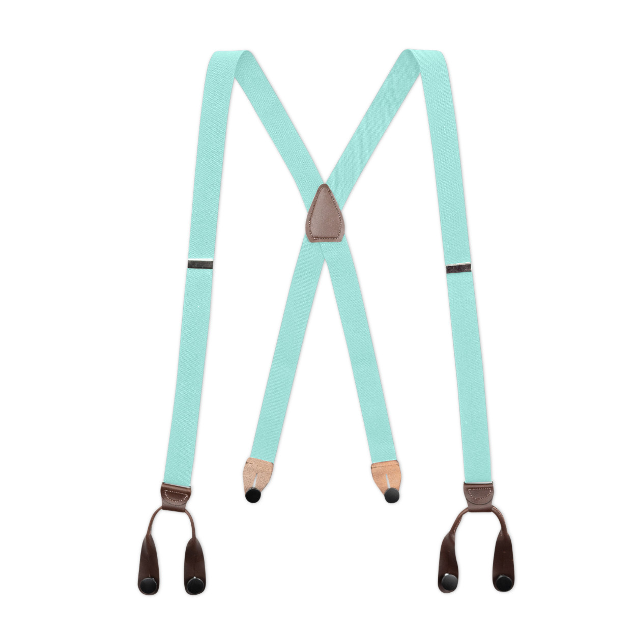 Men’s Suspenders – Button-On with Leather Ears and Goldtone Metal, USA Made