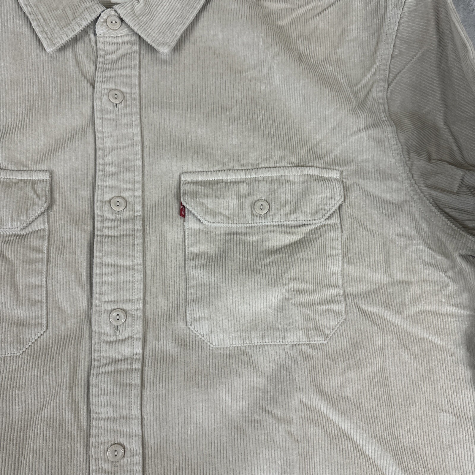 Levi’s The Worker Men’s Size 2XL Beige Corduroy Button Up Shirt Cotton Workwear