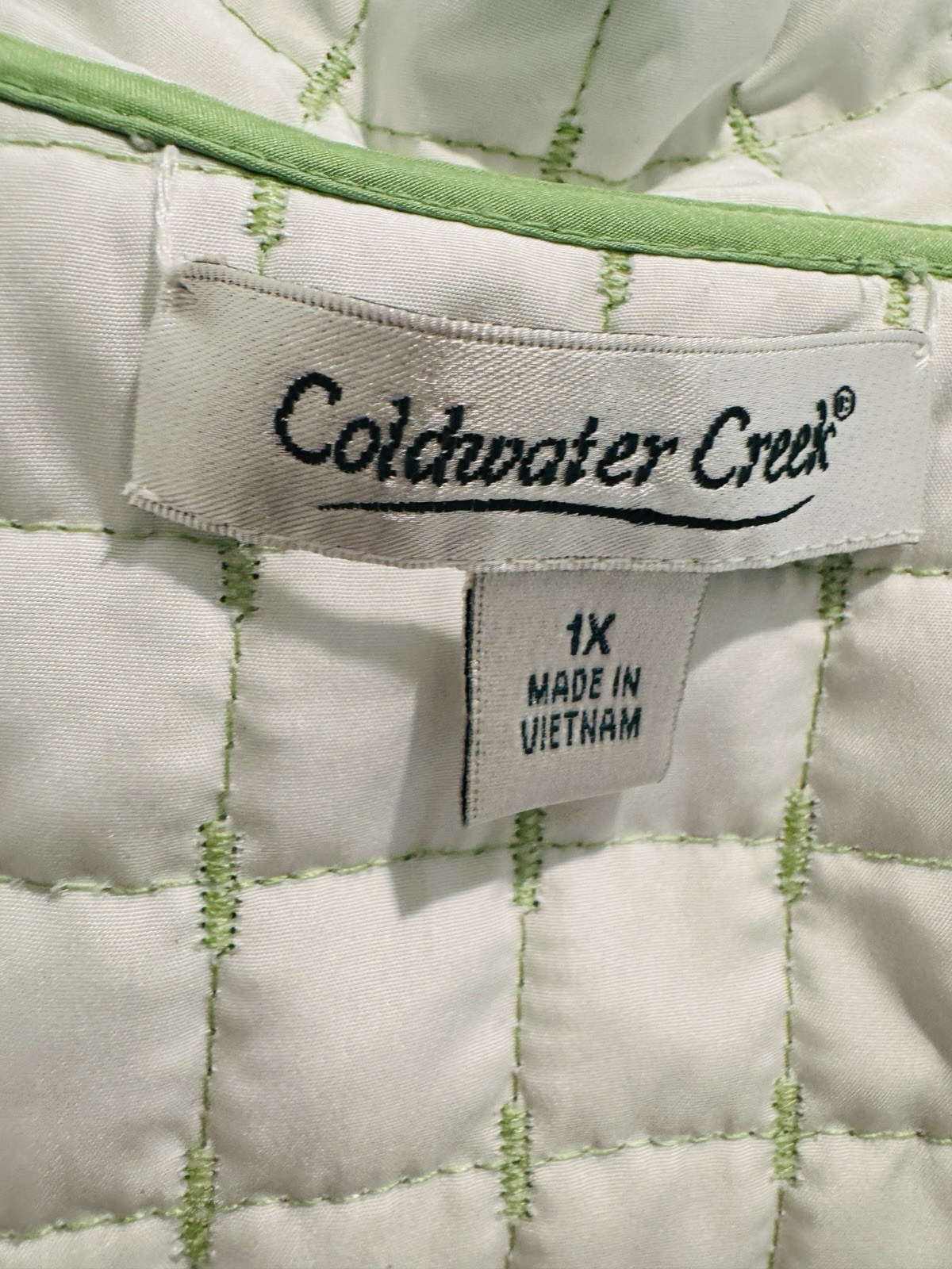 Coldwater Creek Reversible Quilted Vest Women Size 1X Green White
