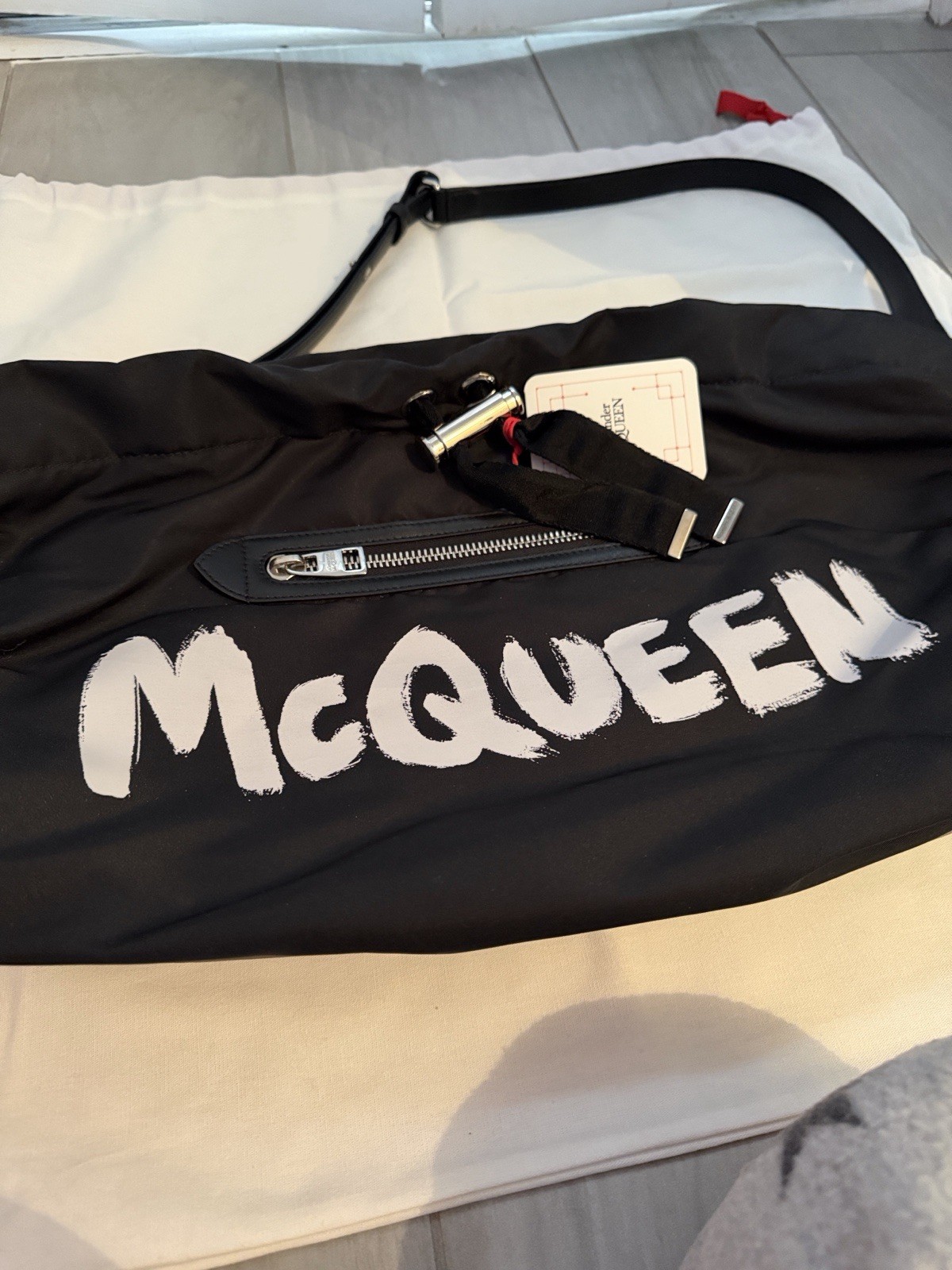 Alexander McQueen Black Graffiti Designer Shoulder Bag