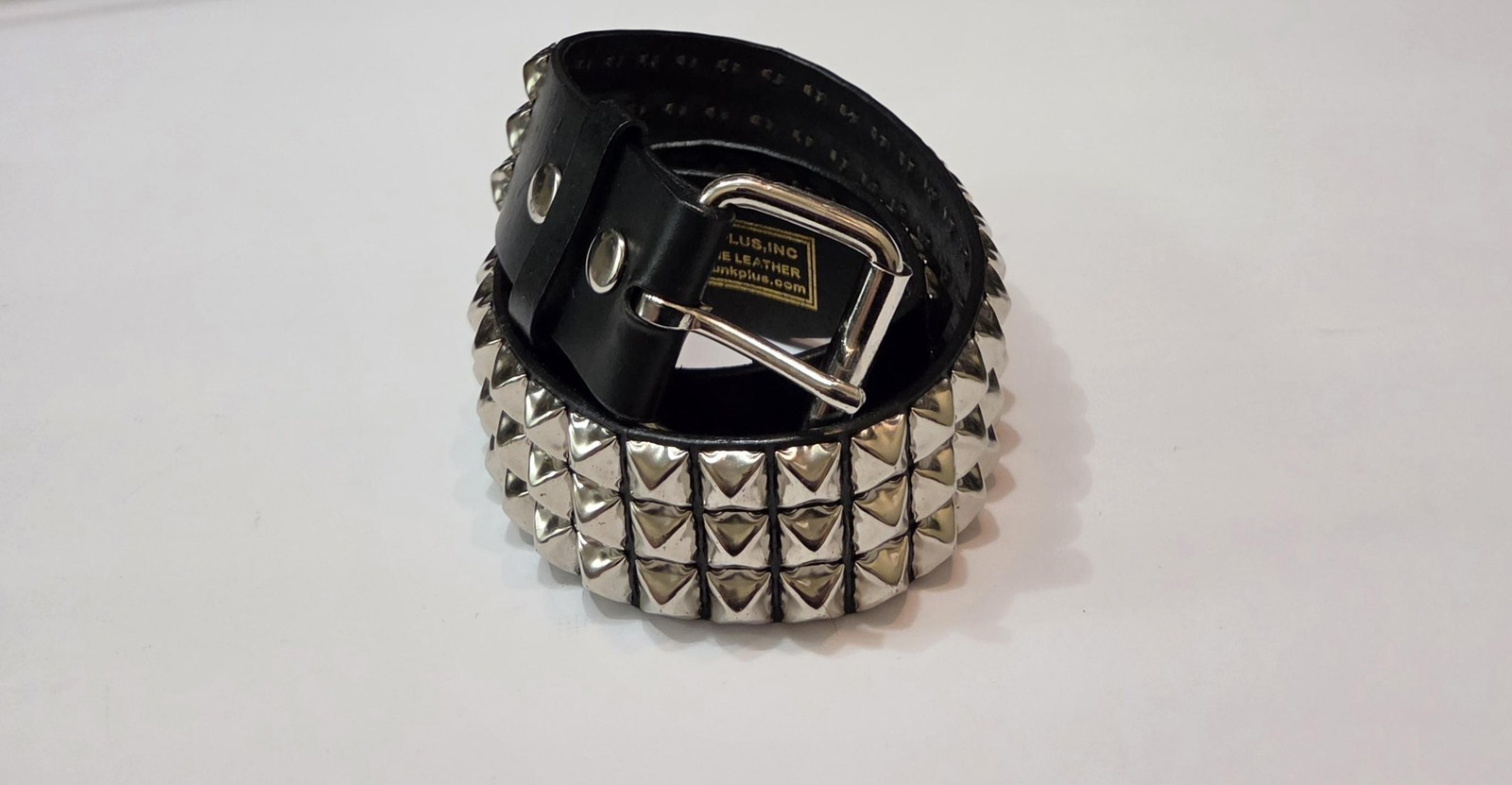Funk Plus Belt Mens Small Black Leather Silver Studded Pyramid Punk Rock