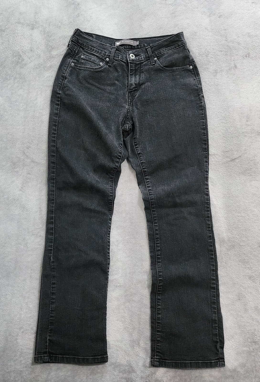 Levis 505 Jeans Womens Size 4 Straight Leg Fit 27×30 Black Denim Stretch Pants