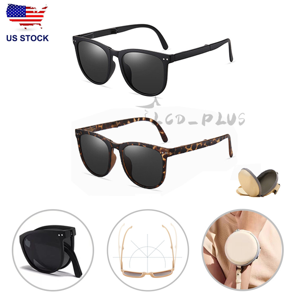 Women Polarized Folding Sunglasses With Case Oversized Fashion Eyewear New