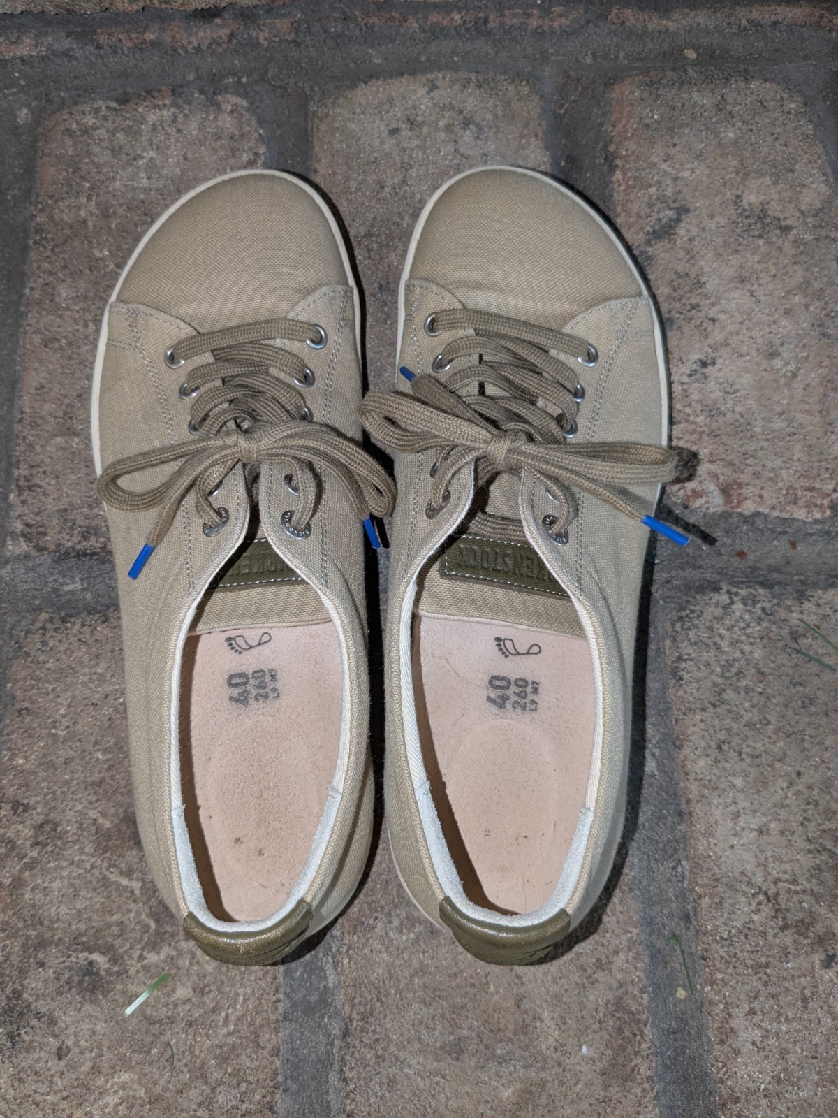 Birkenstock Arran Sneaker EU 40 W 9 M 7 Khaki Canvas Lace Up Casual Comfort Shoe