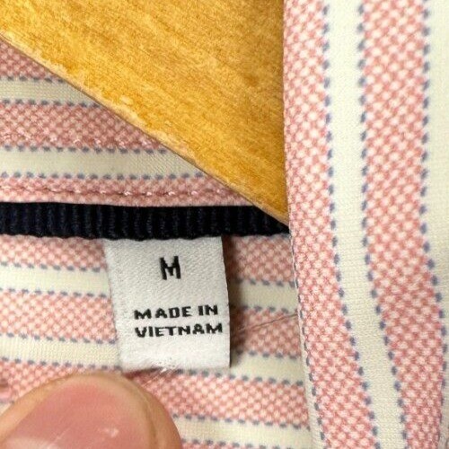 NEW 7 Diamonds 7D Shirt Mens Medium Pink Camden Stripe Button Up 4 Way Stretch