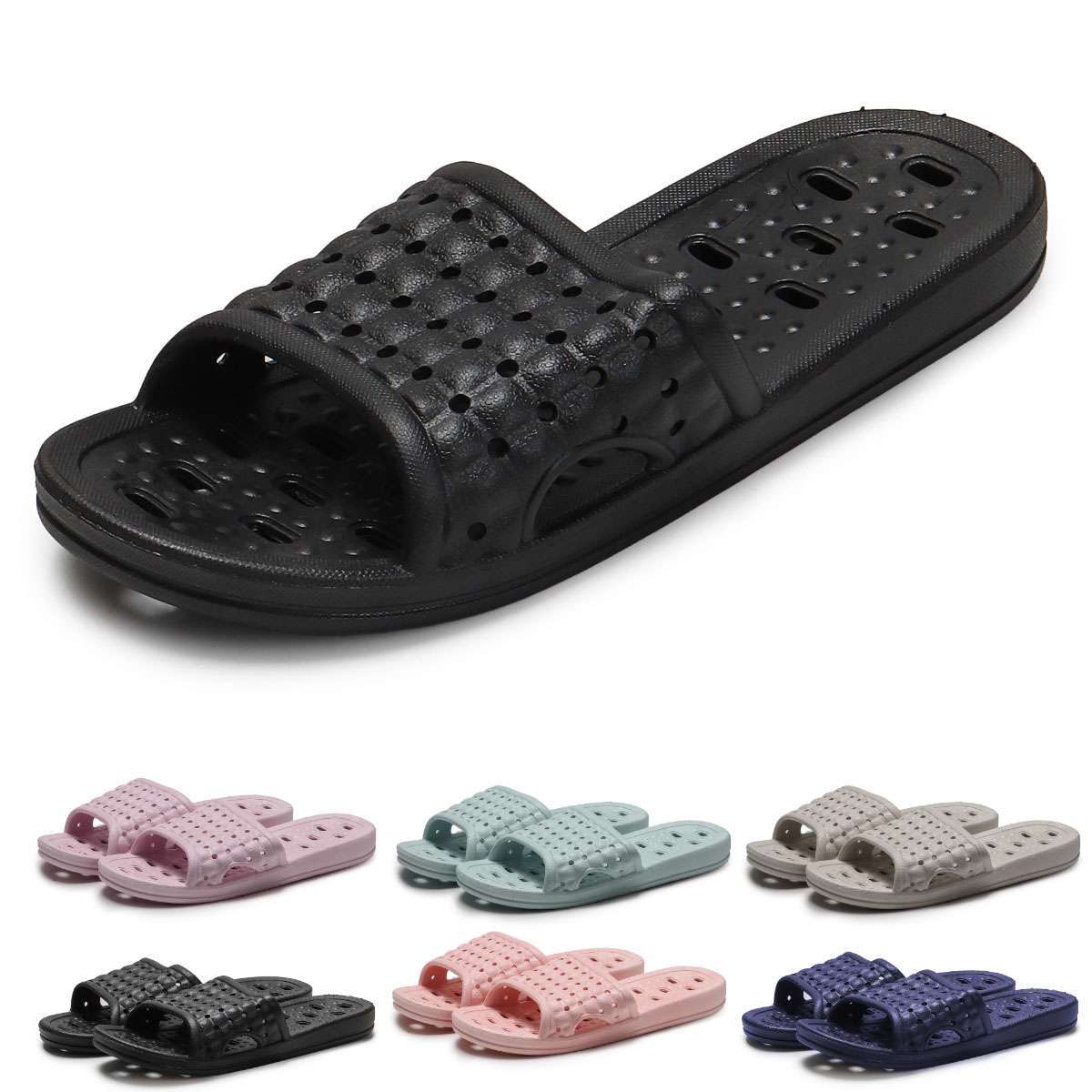 Unisex Shower Sandal Slippers w/ Hole Quick Drying Bathroom Gym Soft Sole shoes