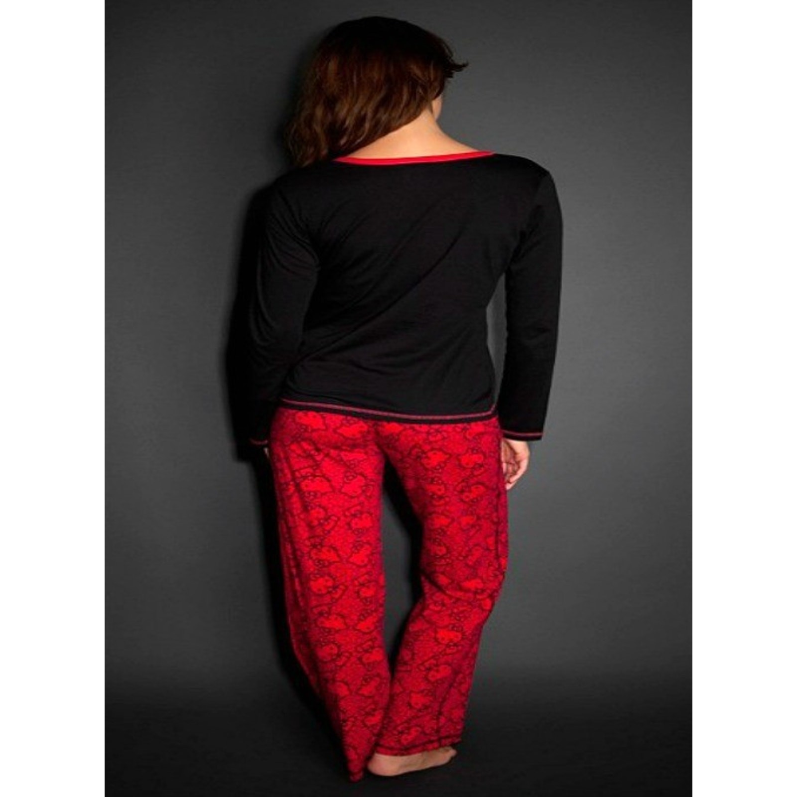 Sanrio HELLO KITTY Womens Pajamas 2 Piece Red Sleep Set Glitter Bow (L) Y2K NWT