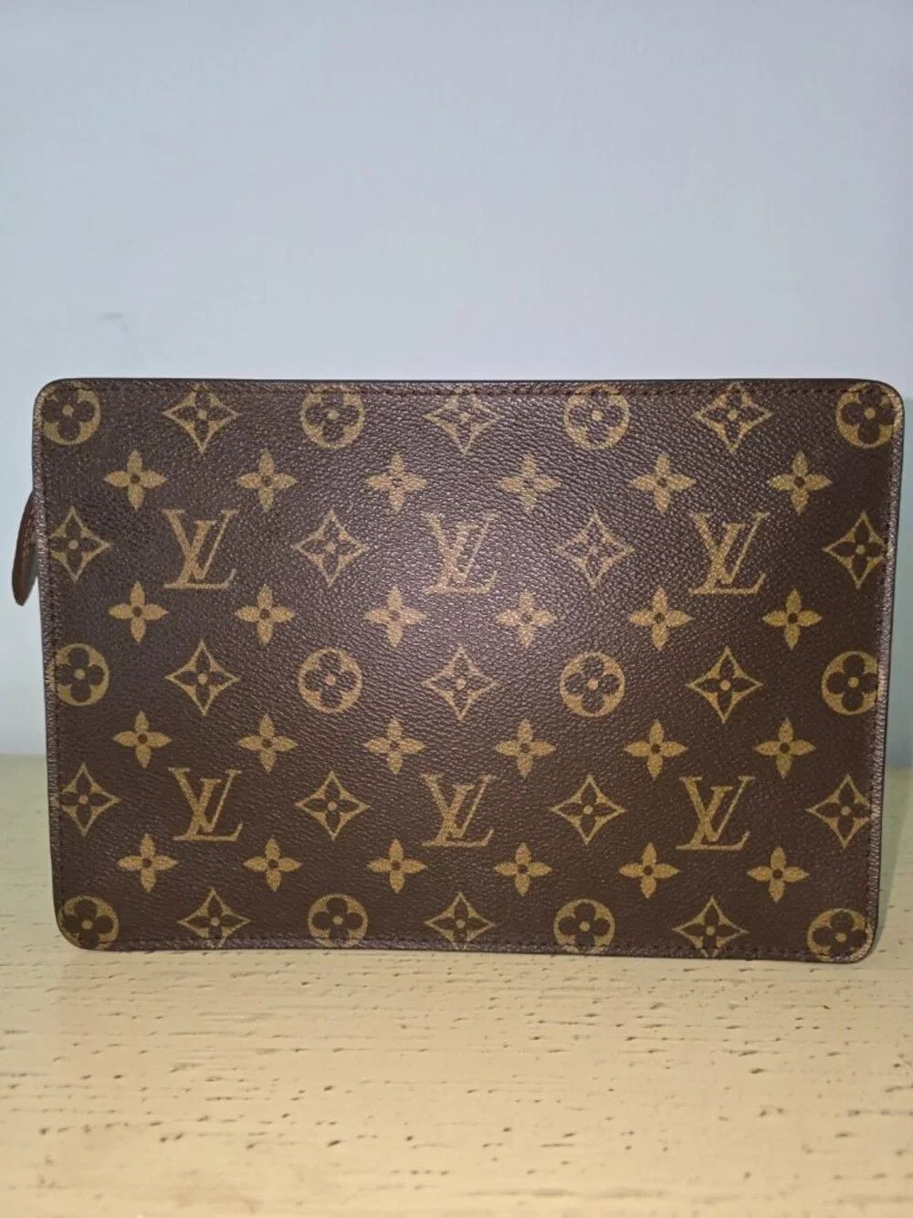 Authentic Louis Vuitton Pochette Homme Pouch Brown Leather