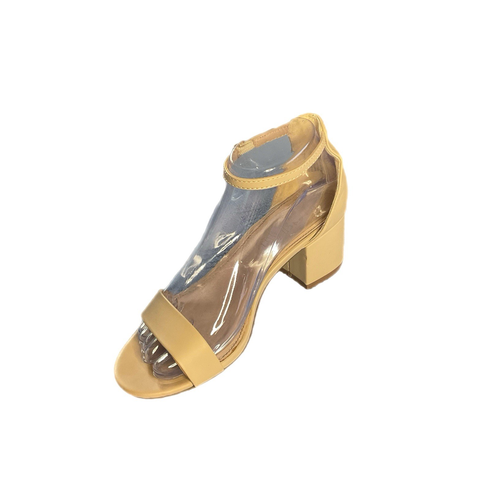Madden Girl Ileana 6 1/2 Block Heel Dress Sandals Nude Paris Tan