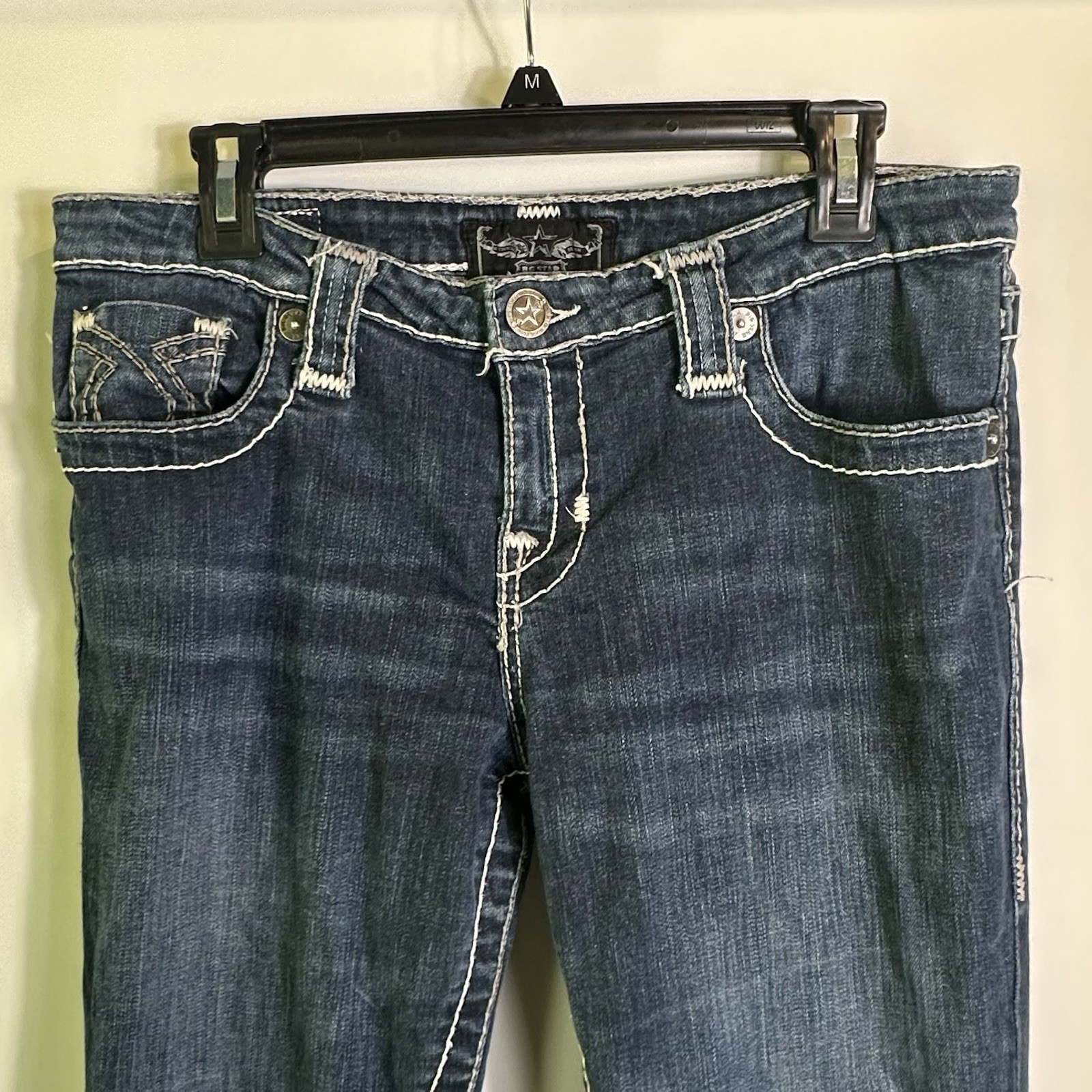 Big Star Miki Bootcut Jeans Dark Wash Contrast Stitch Womens Size 31R Midrise