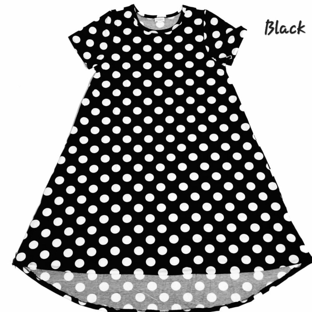 NEW LuLaRoe Carly 3XL Black White Polka Dot Swing Dress High Low Flowy NWT