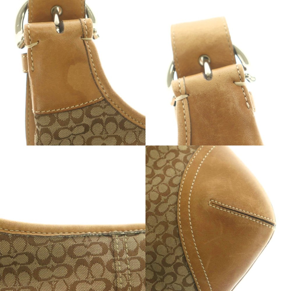 Coach Canvas Leather Shoulder Bag Beige 10-11.6in Vintage B Condition