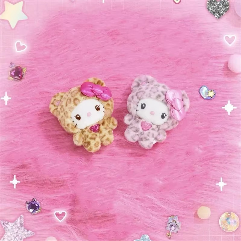 Cute Leopard Print Kitty Plush Keychain Bear Style Bag Pendant Gift