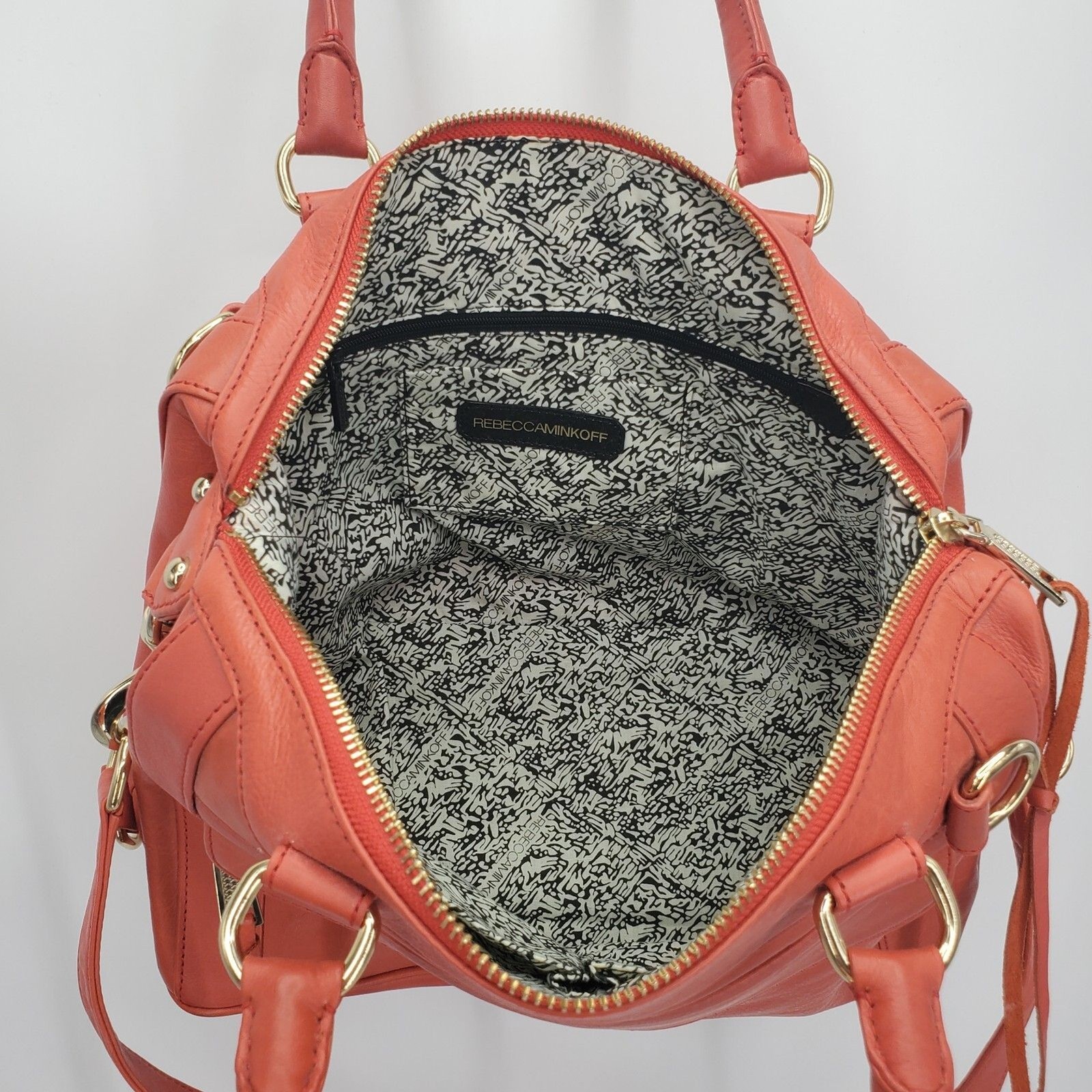 Rebecca Minkoff M.A.B. Mini Satchel Handbag 100% Leather Orangish Red